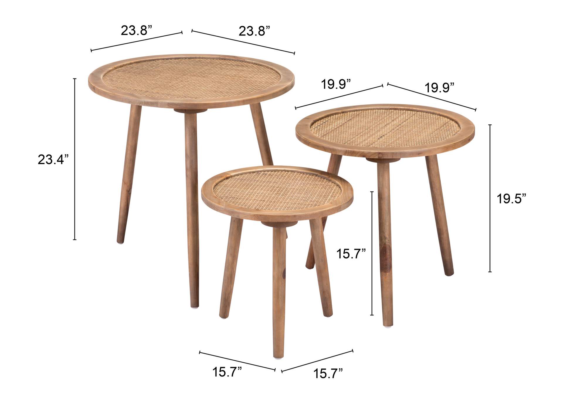 Set Of 3 Paul Accent Tables Natural,Zuo