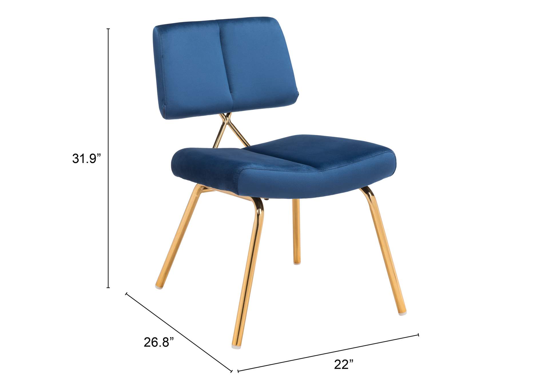 Nicole Dining Chair (Set Of 2) Blue,Zuo