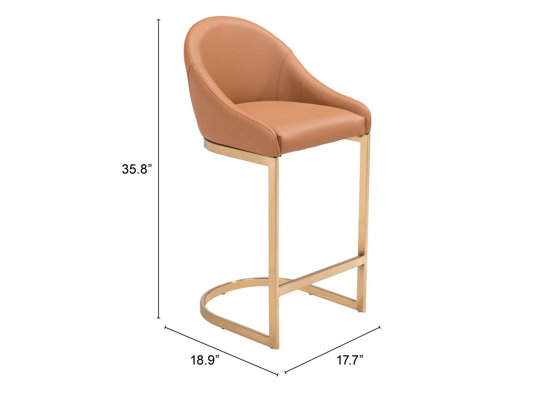 Scott Counter Stool Tan & Gold,Zuo