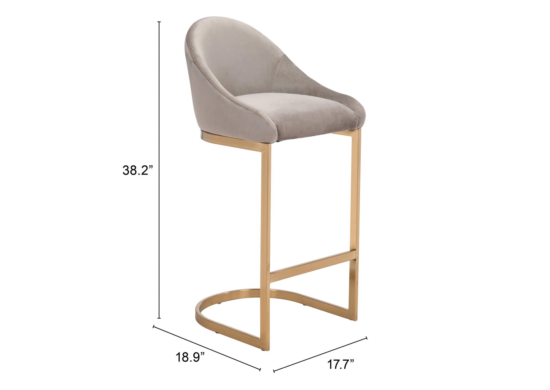 Scott Barstool Gray & Gold,Zuo