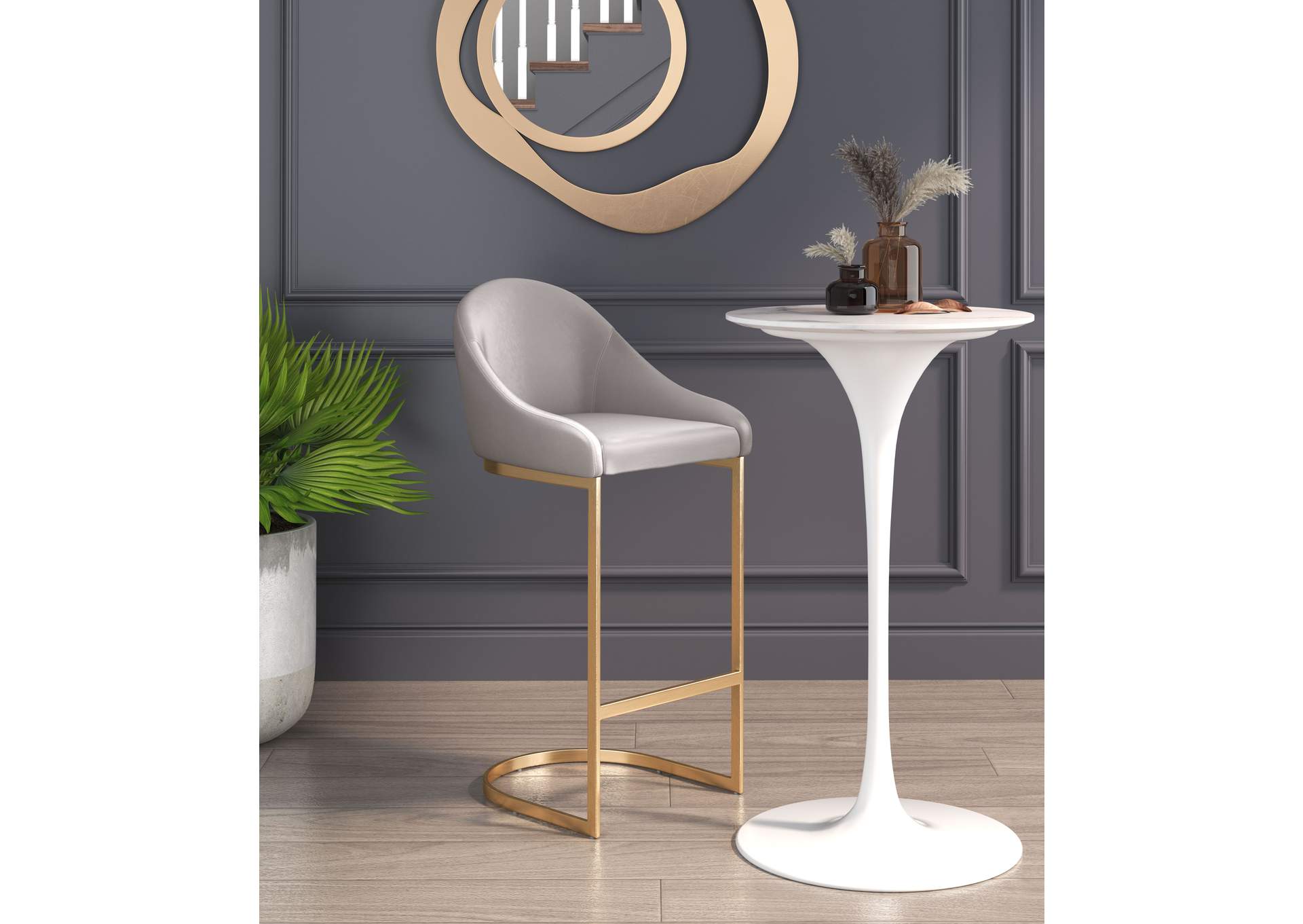 Scott Barstool Gray & Gold,Zuo