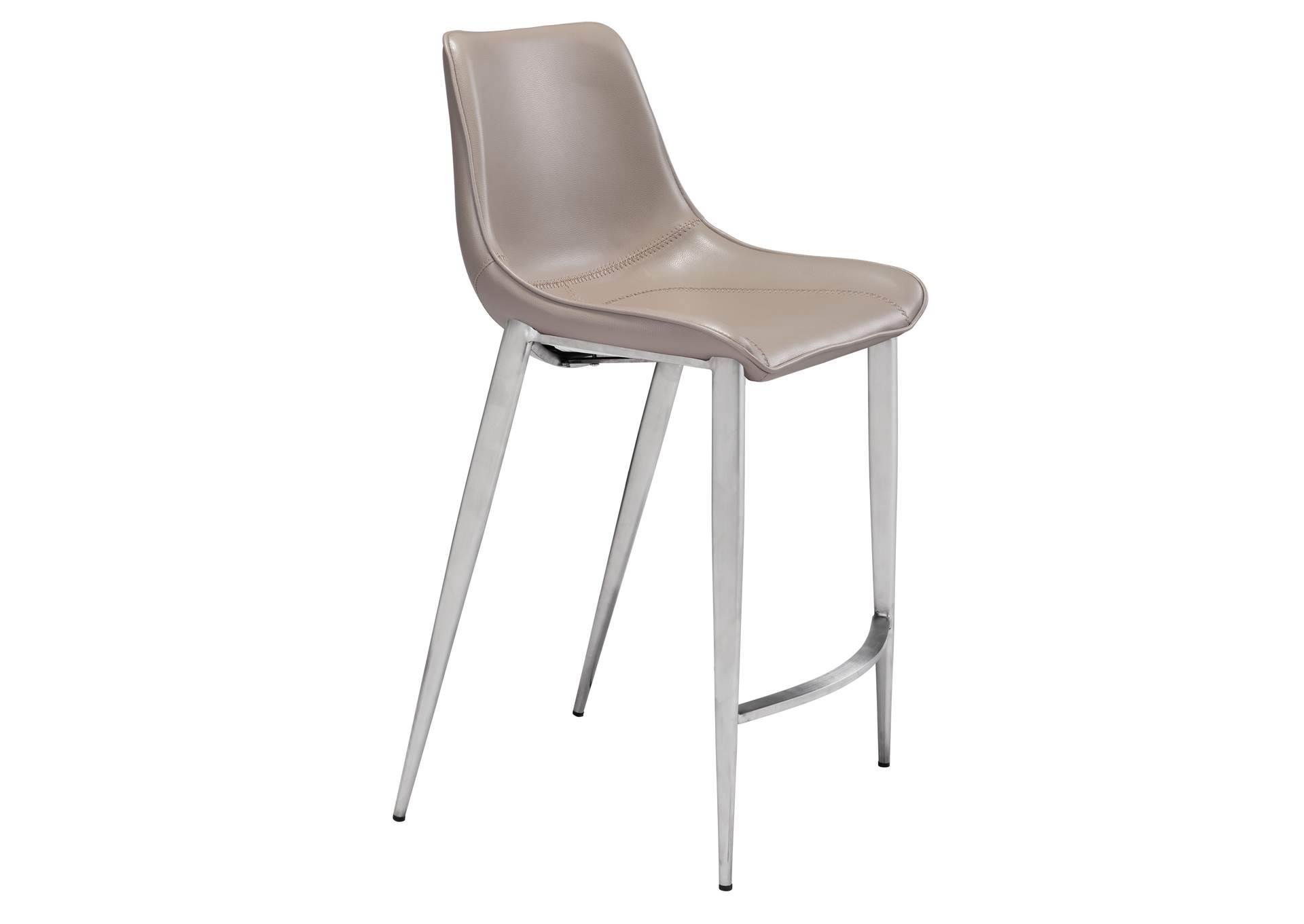 Magnus Counter Stool (Set Of 2) Brown & Silver,Zuo