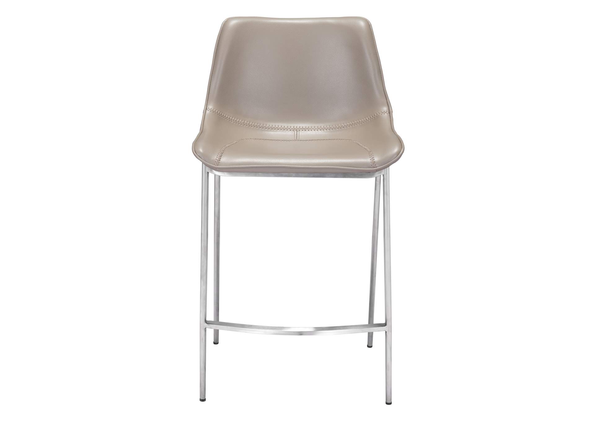 Magnus Counter Stool (Set Of 2) Brown & Silver,Zuo