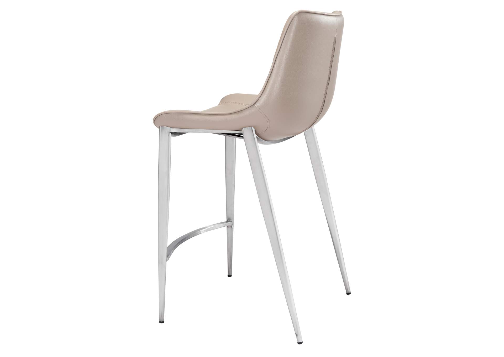 Magnus Counter Stool (Set Of 2) Brown & Silver,Zuo