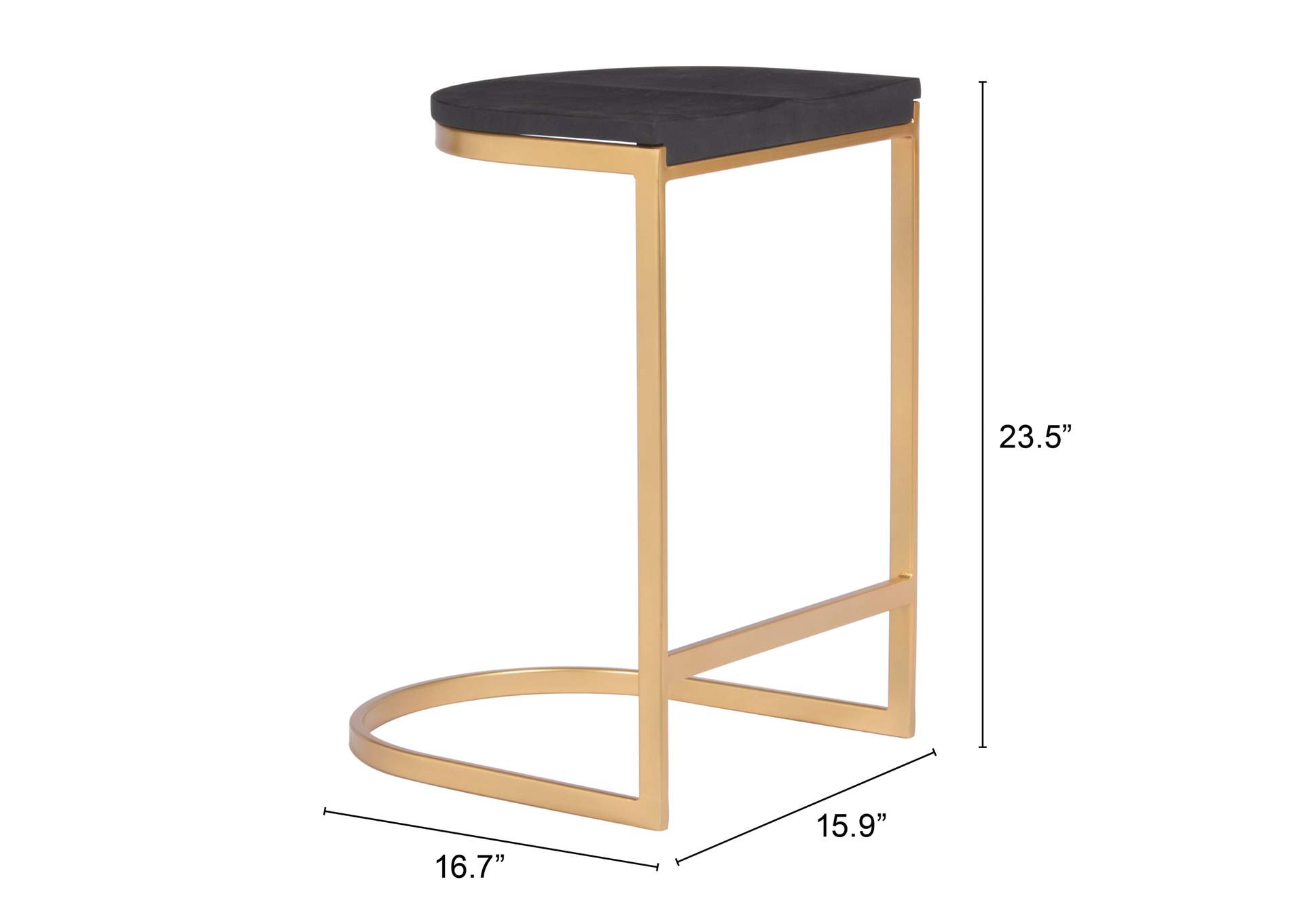 Louis Counter Stool (Set Of 2) Black & Gold,Zuo