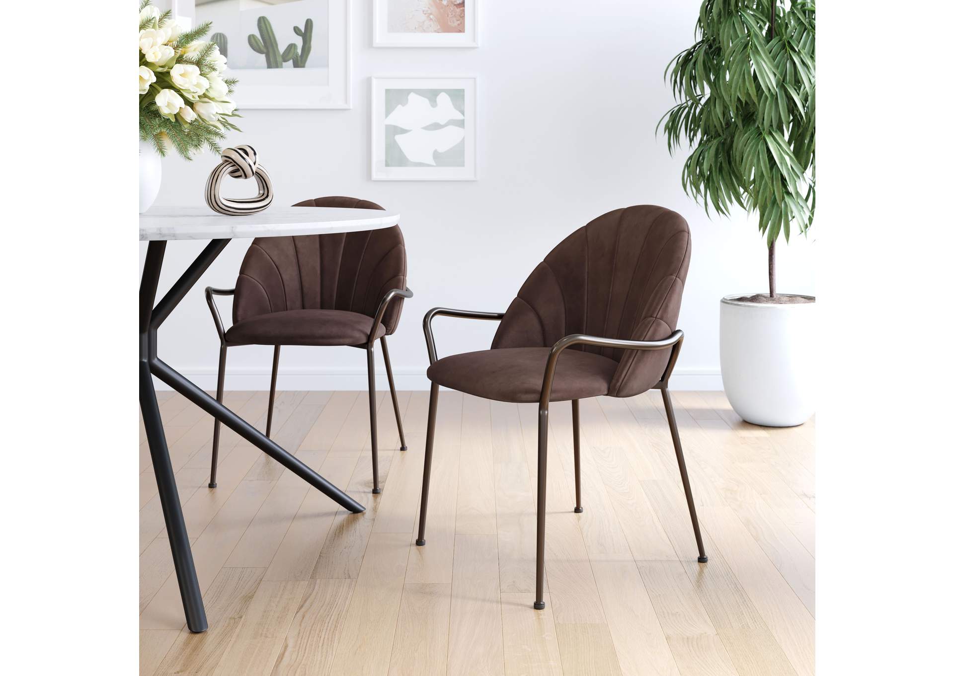 Kurt Dining Chair (Set Of 2) Dark Brown,Zuo