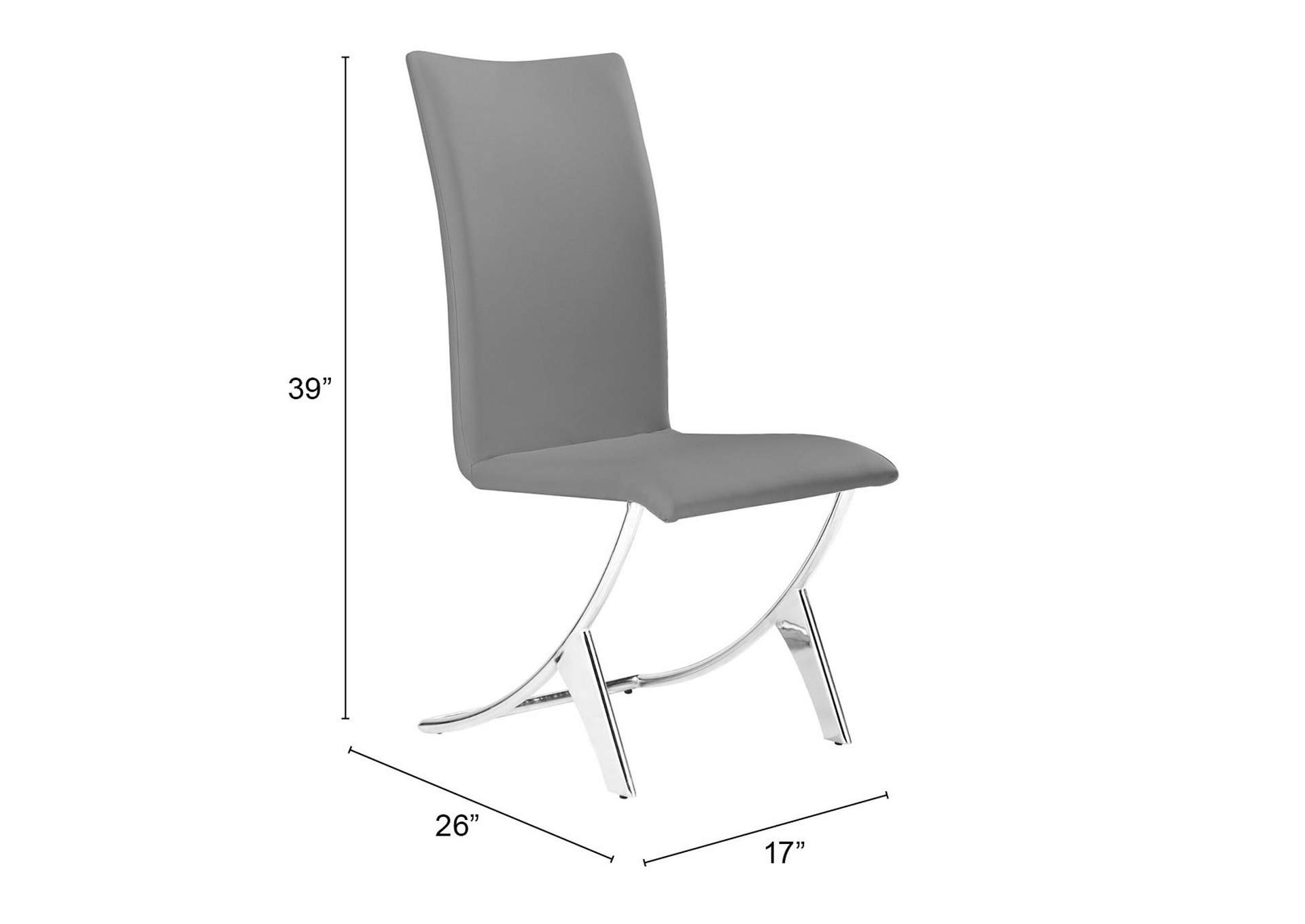 Delfin Dining Chair (Set Of 2) Gray,Zuo