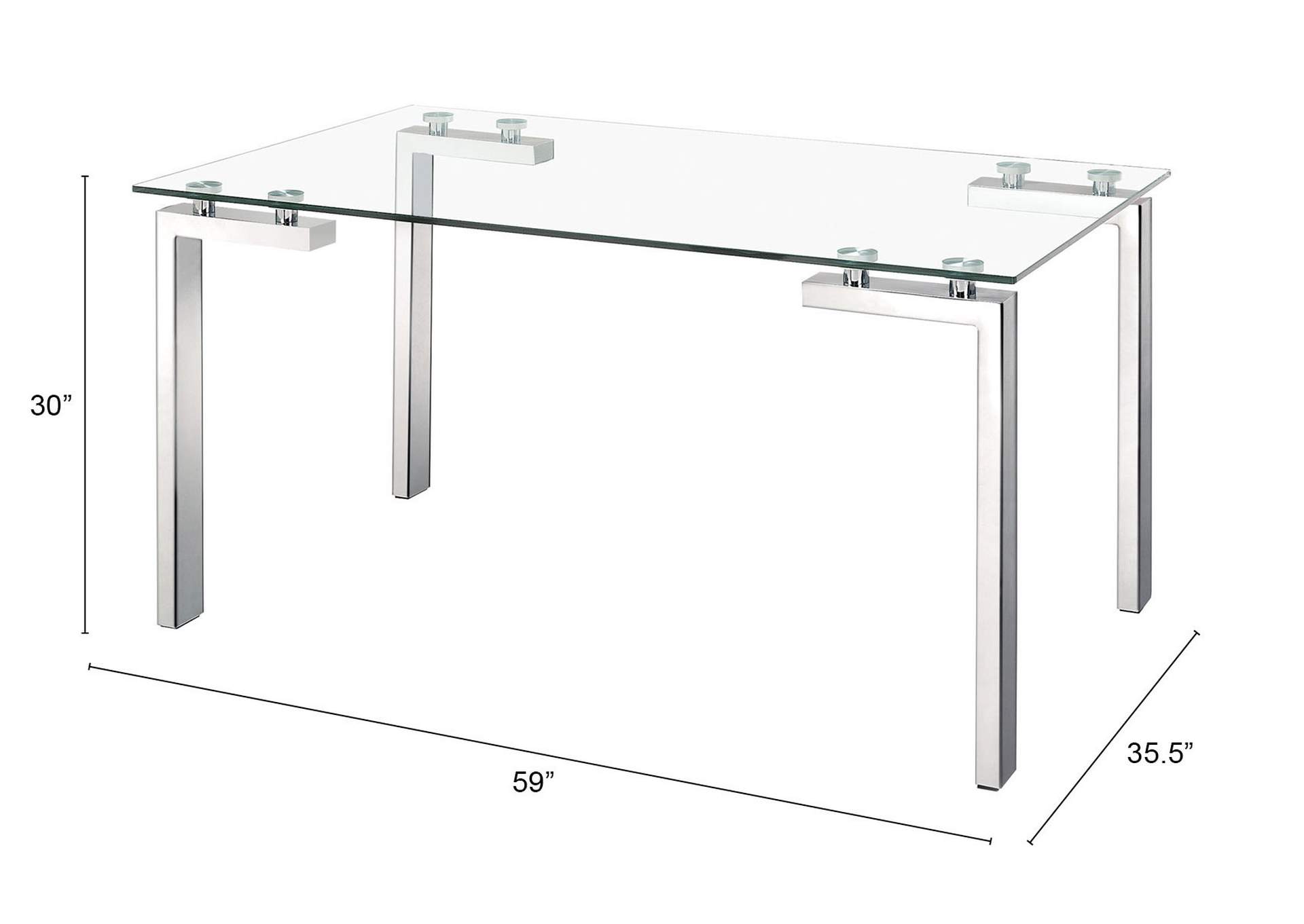 Roca Dining Table Chrome,Zuo