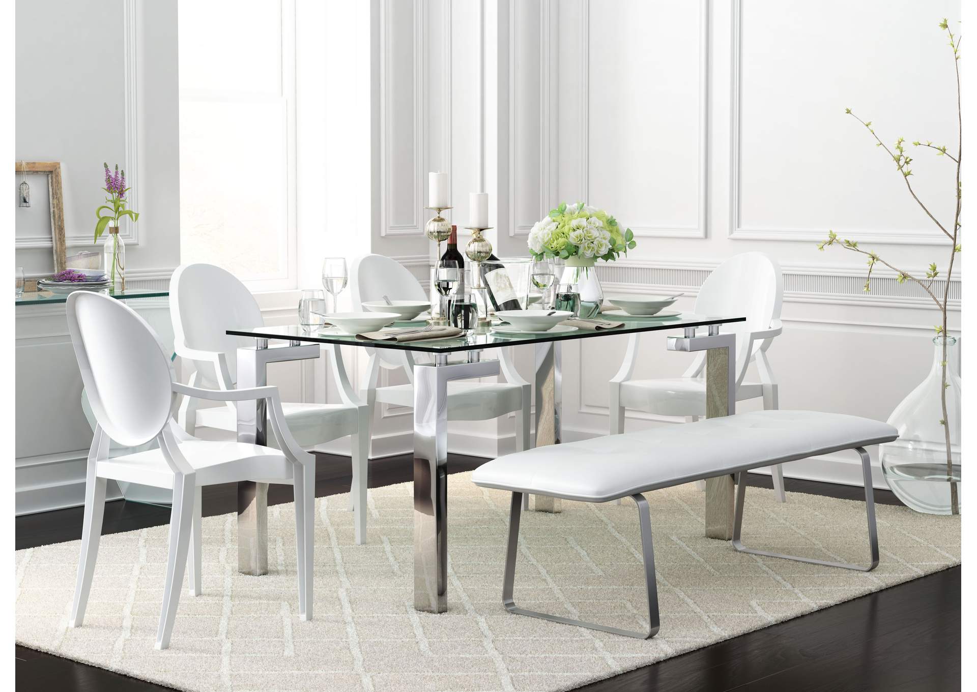 Roca Dining Table Chrome,Zuo