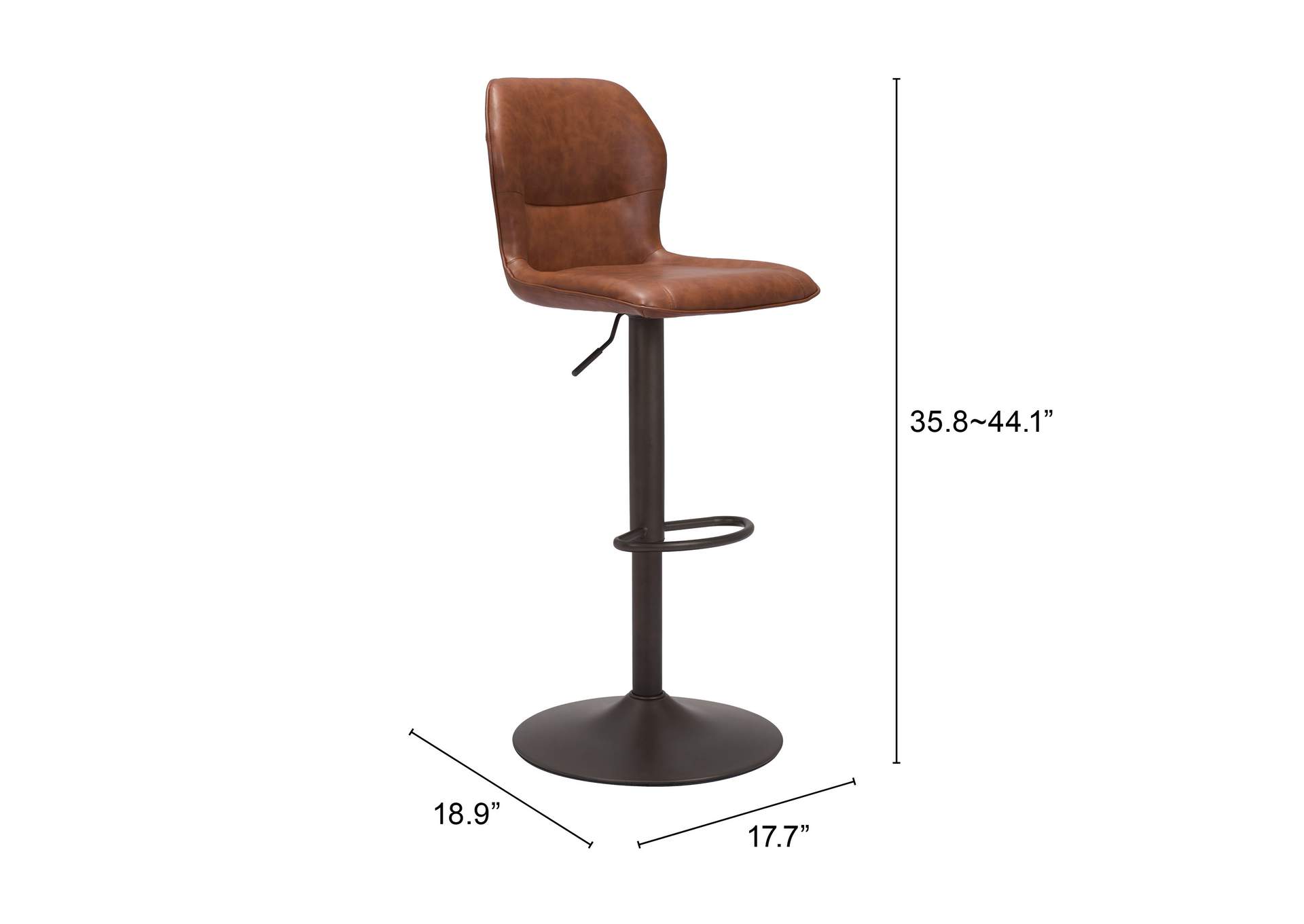Vital Barstool Vintage Brown & Dark Bronze,Zuo