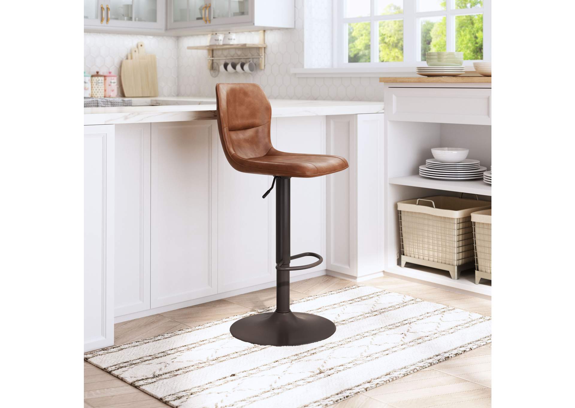 Vital Barstool Vintage Brown & Dark Bronze,Zuo