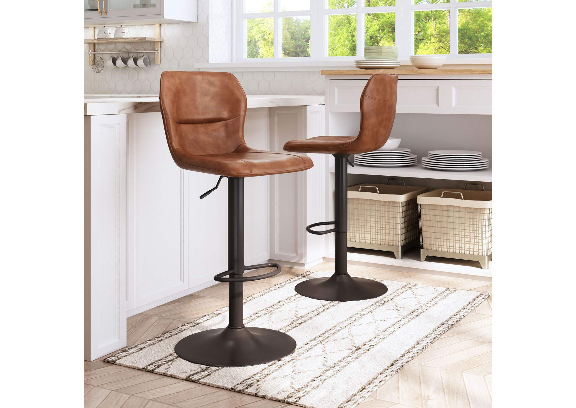 Vital Barstool Vintage Brown & Dark Bronze,Zuo