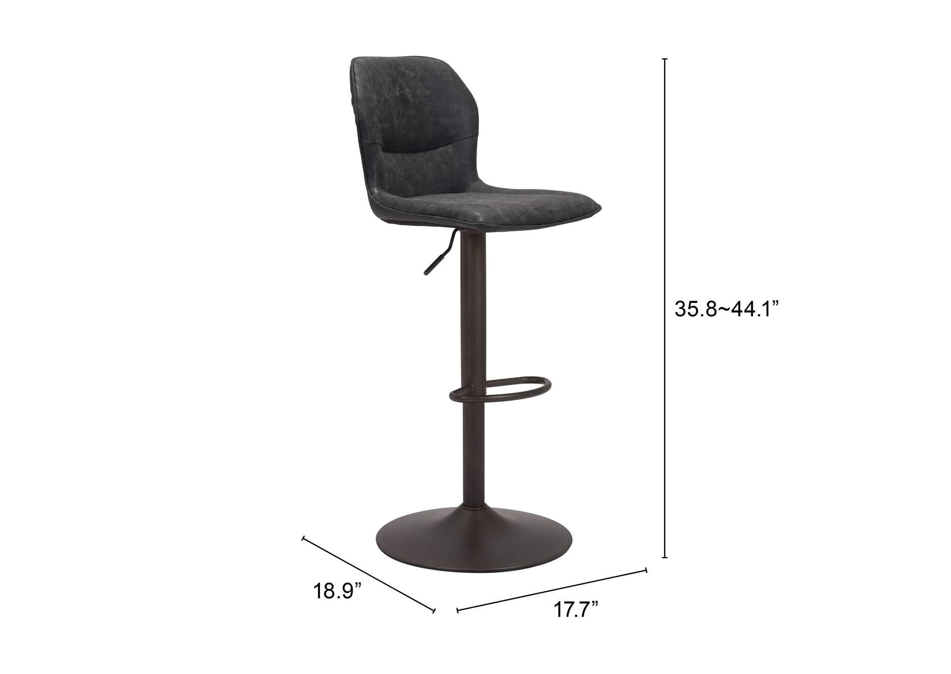 Vital Barstool Vintage Black & Dark Bronze,Zuo