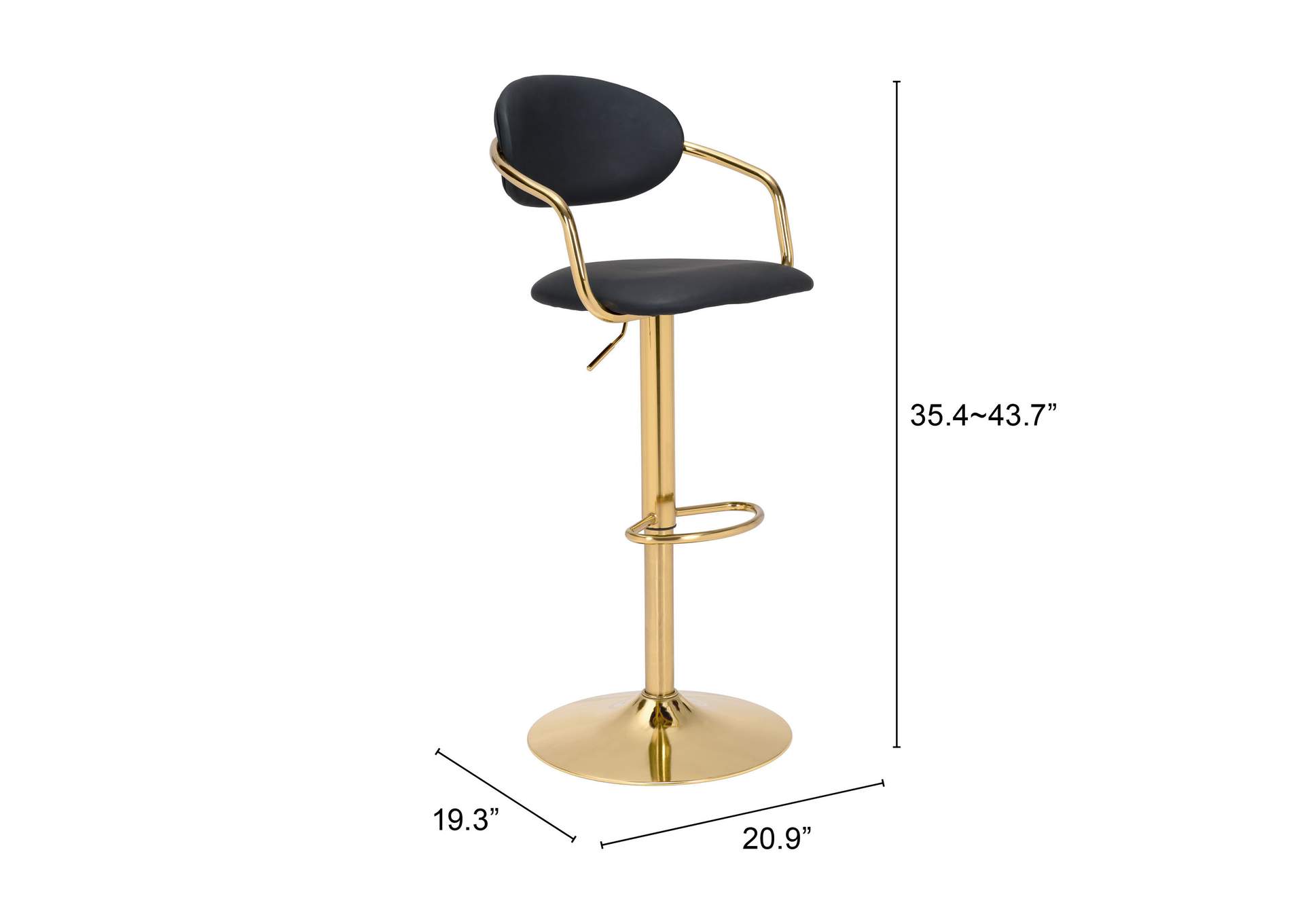 Gusto Barstool Black & Gold,Zuo