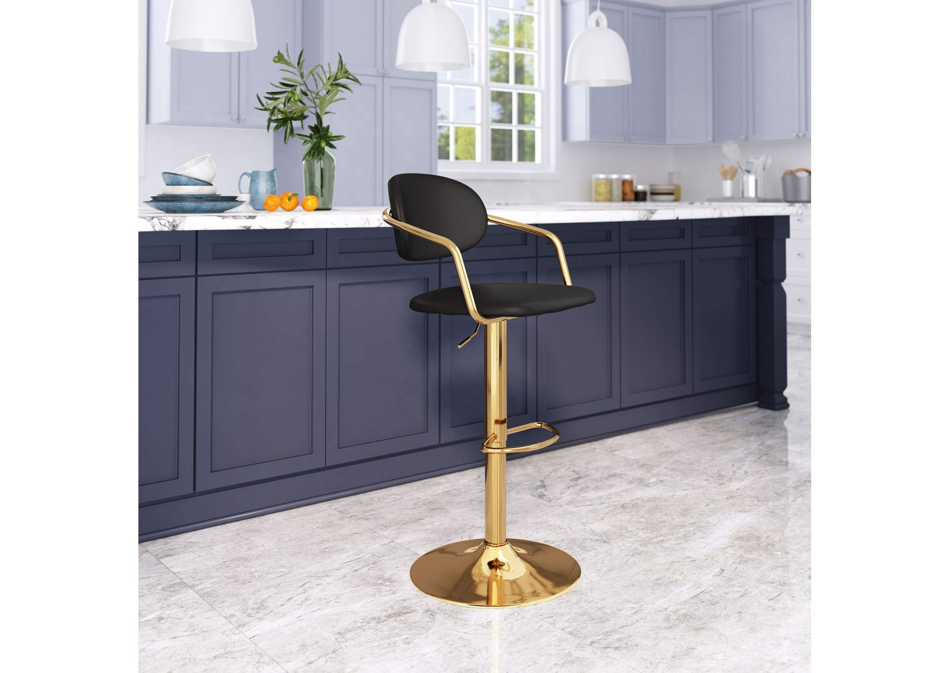 Gusto Barstool Black & Gold,Zuo