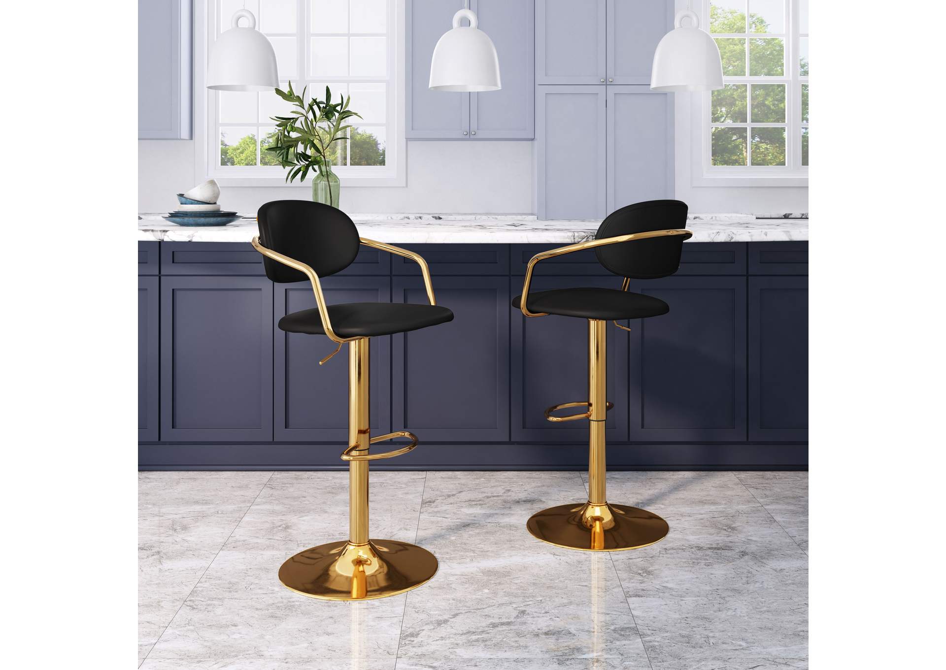 Gusto Barstool Black & Gold,Zuo