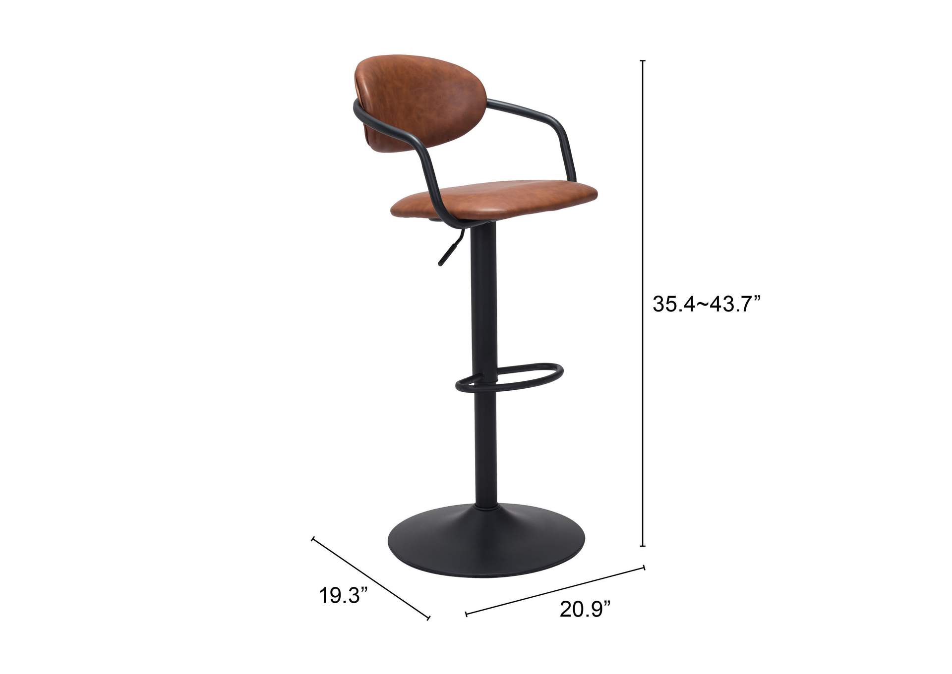 Kirby Barstool Vintage Brown & Black,Zuo