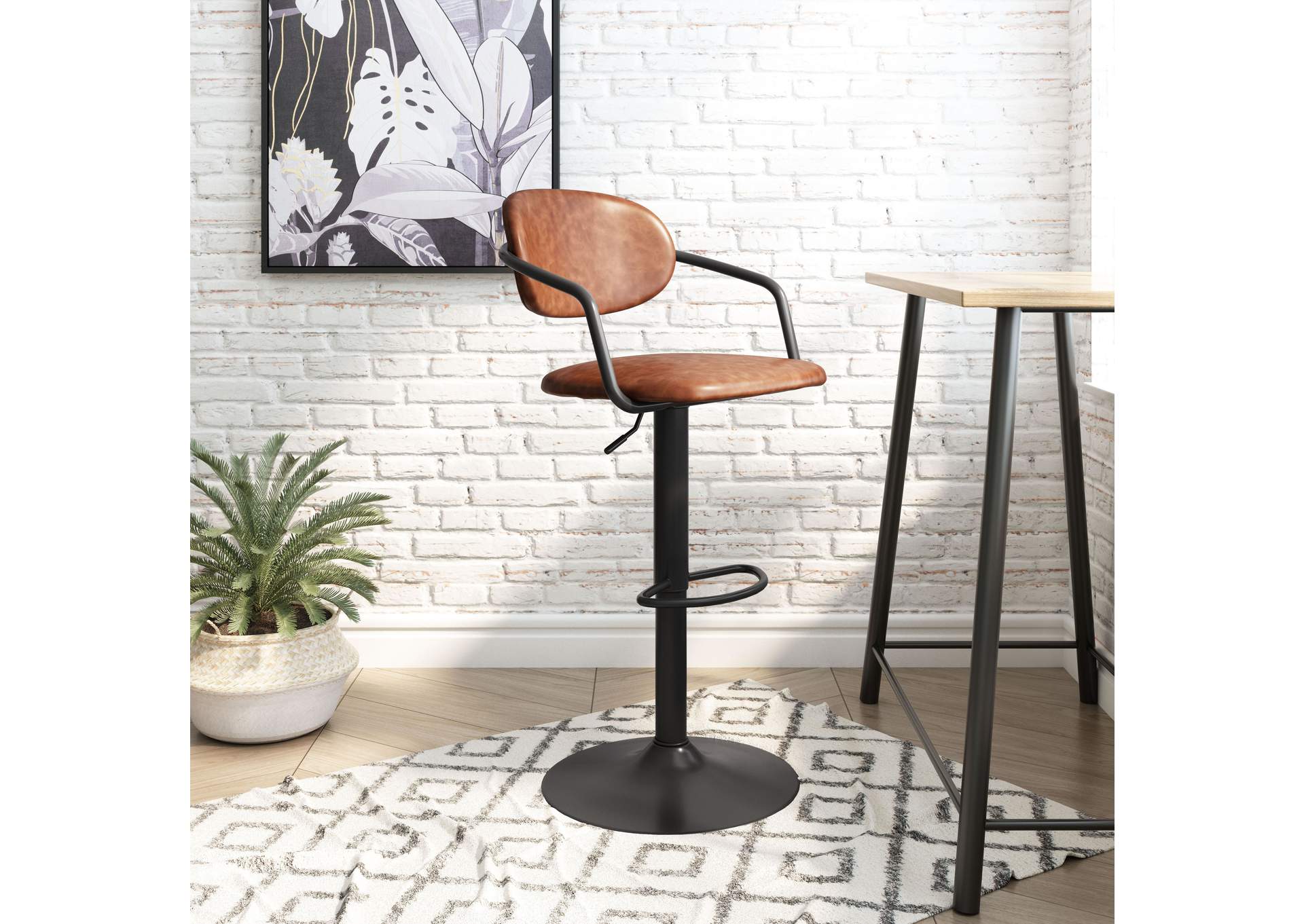 Kirby Barstool Vintage Brown & Black,Zuo