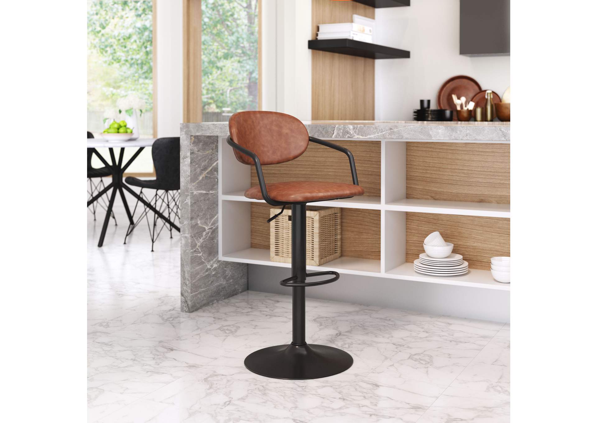 Kirby Barstool Vintage Brown & Black,Zuo
