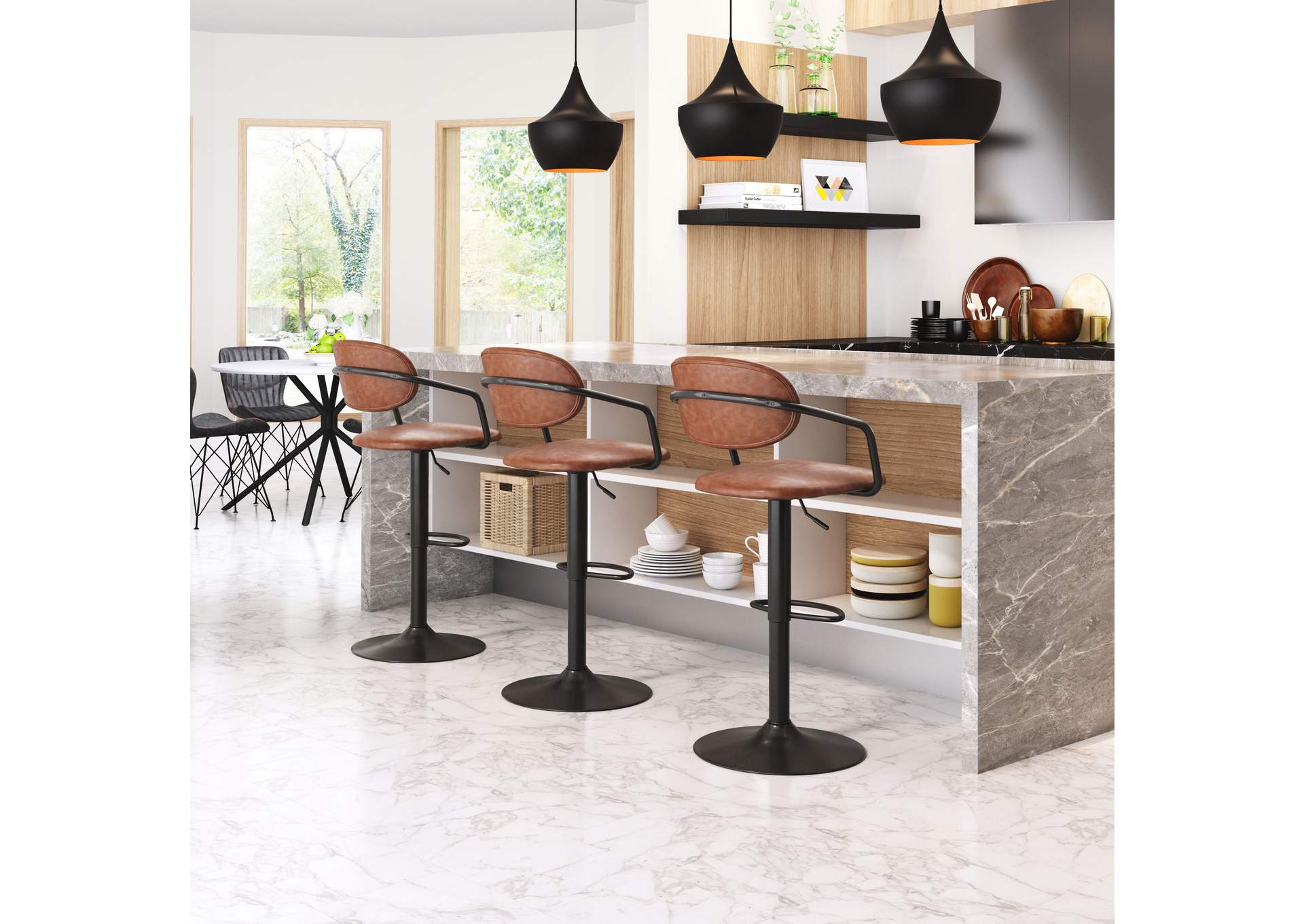 Kirby Barstool Vintage Brown & Black,Zuo