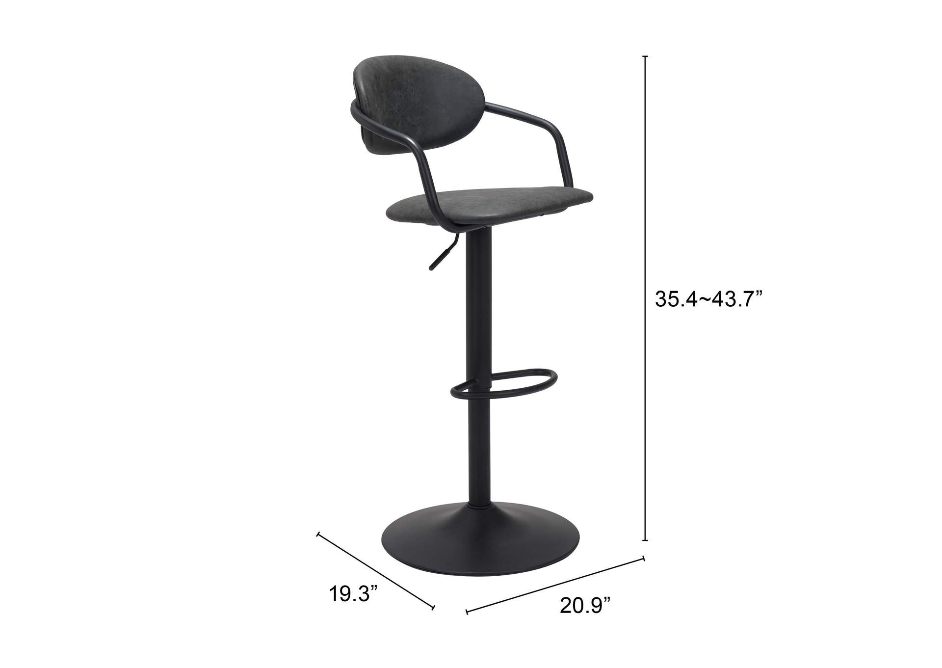 Kirby Barstool Vintage Black,Zuo