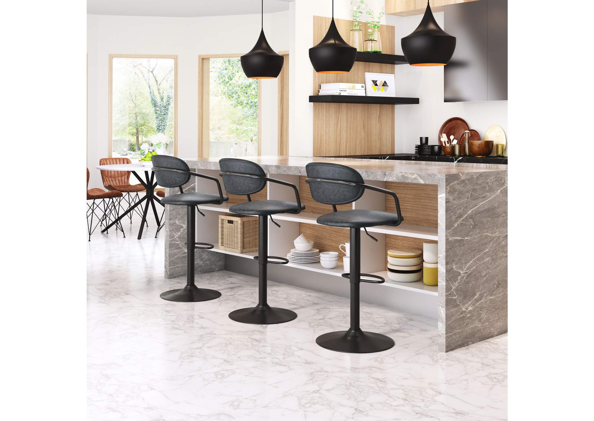 Kirby Barstool Vintage Black,Zuo