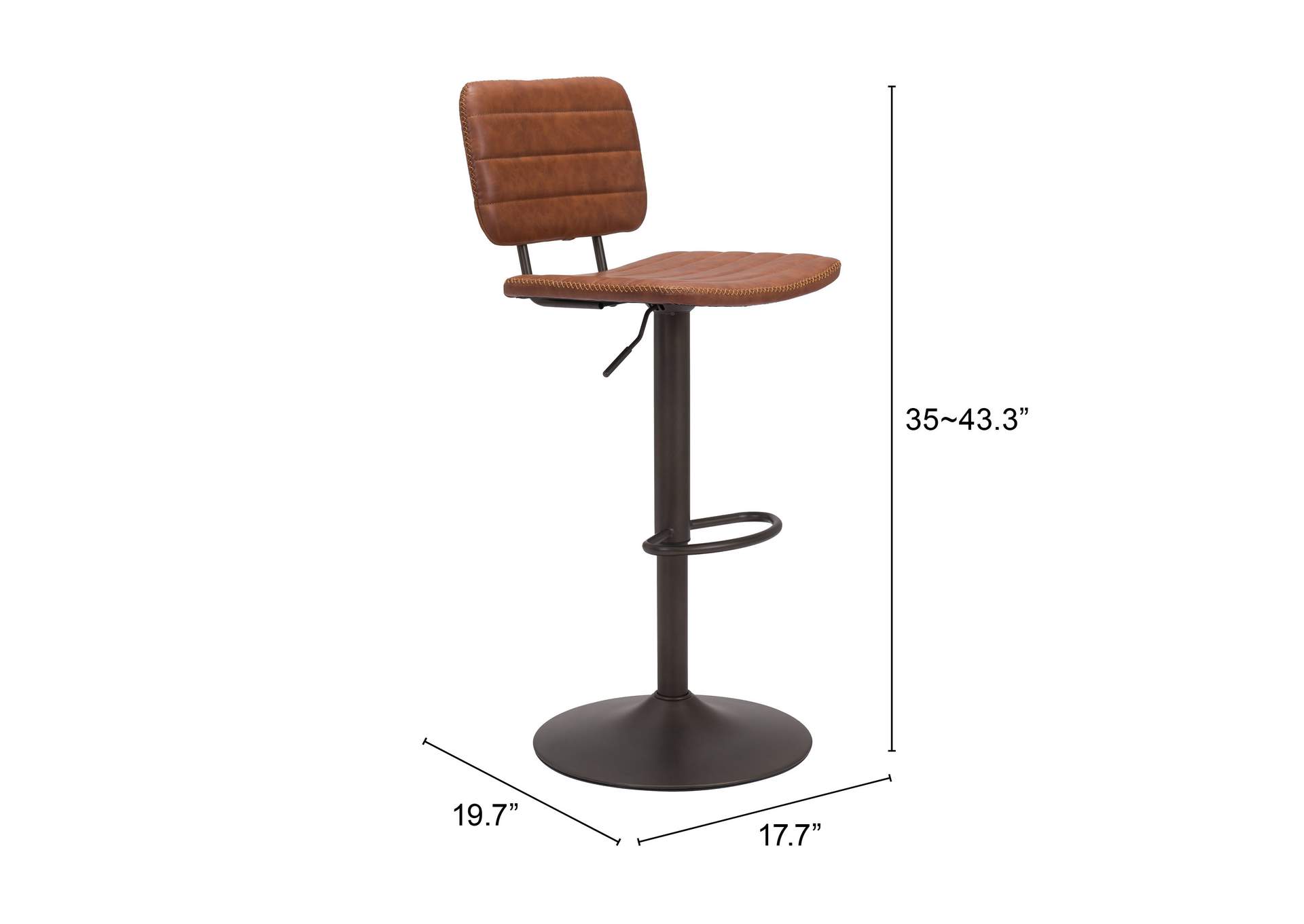 Holden Barstool Vintage Brown & Dark Bronze,Zuo