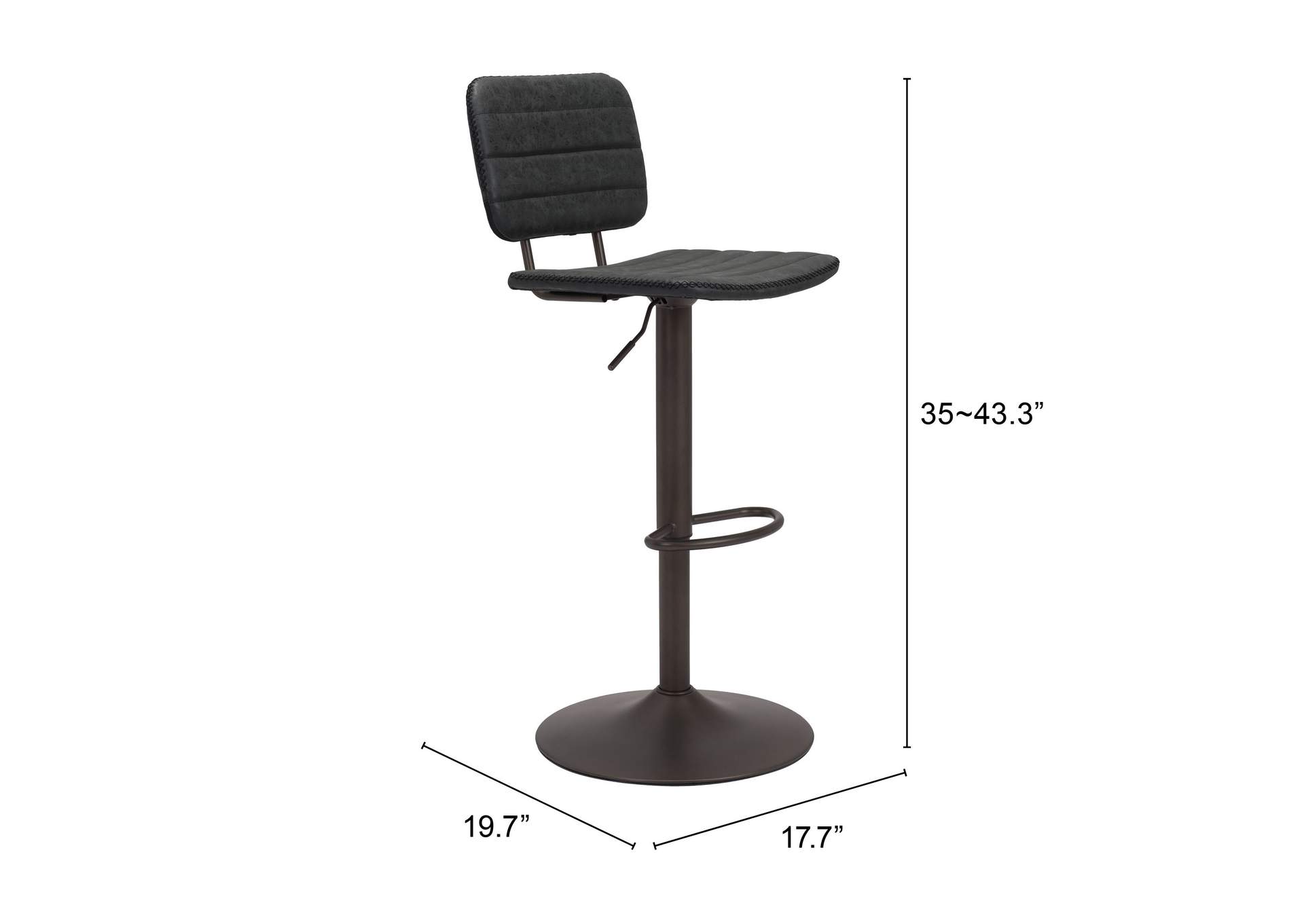 Holden Barstool Vintage Black & Dark Bronze,Zuo
