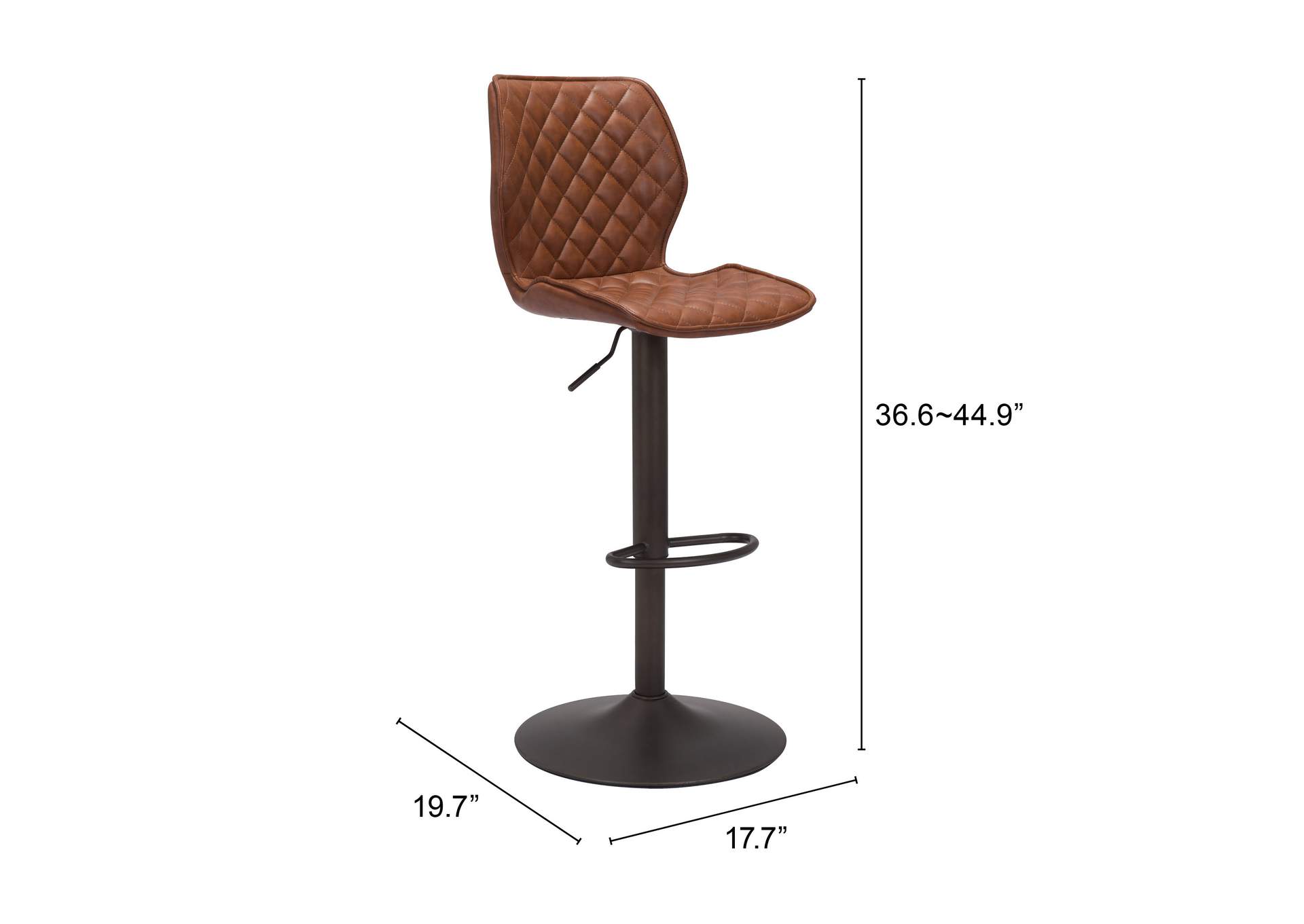 Seth Barstool Vintage Brown & Dark Bronze,Zuo