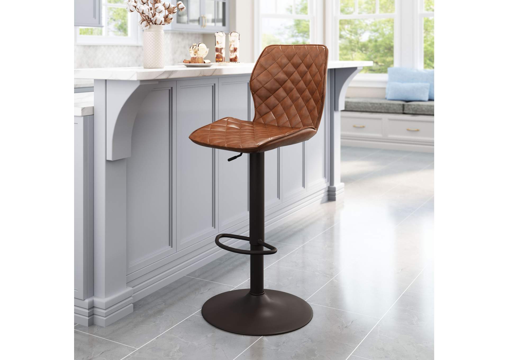 Seth Barstool Vintage Brown & Dark Bronze,Zuo