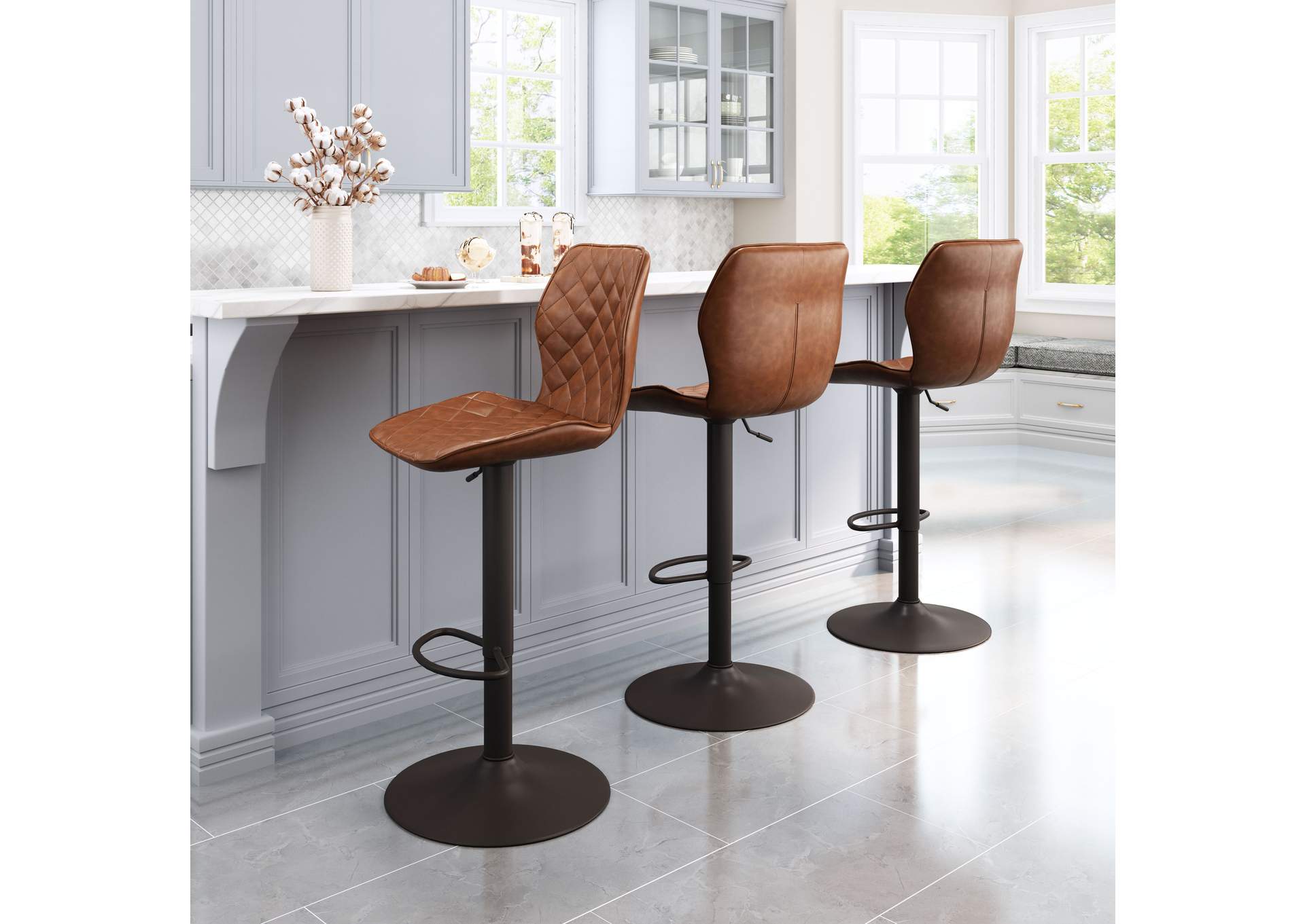 Seth Barstool Vintage Brown & Dark Bronze,Zuo