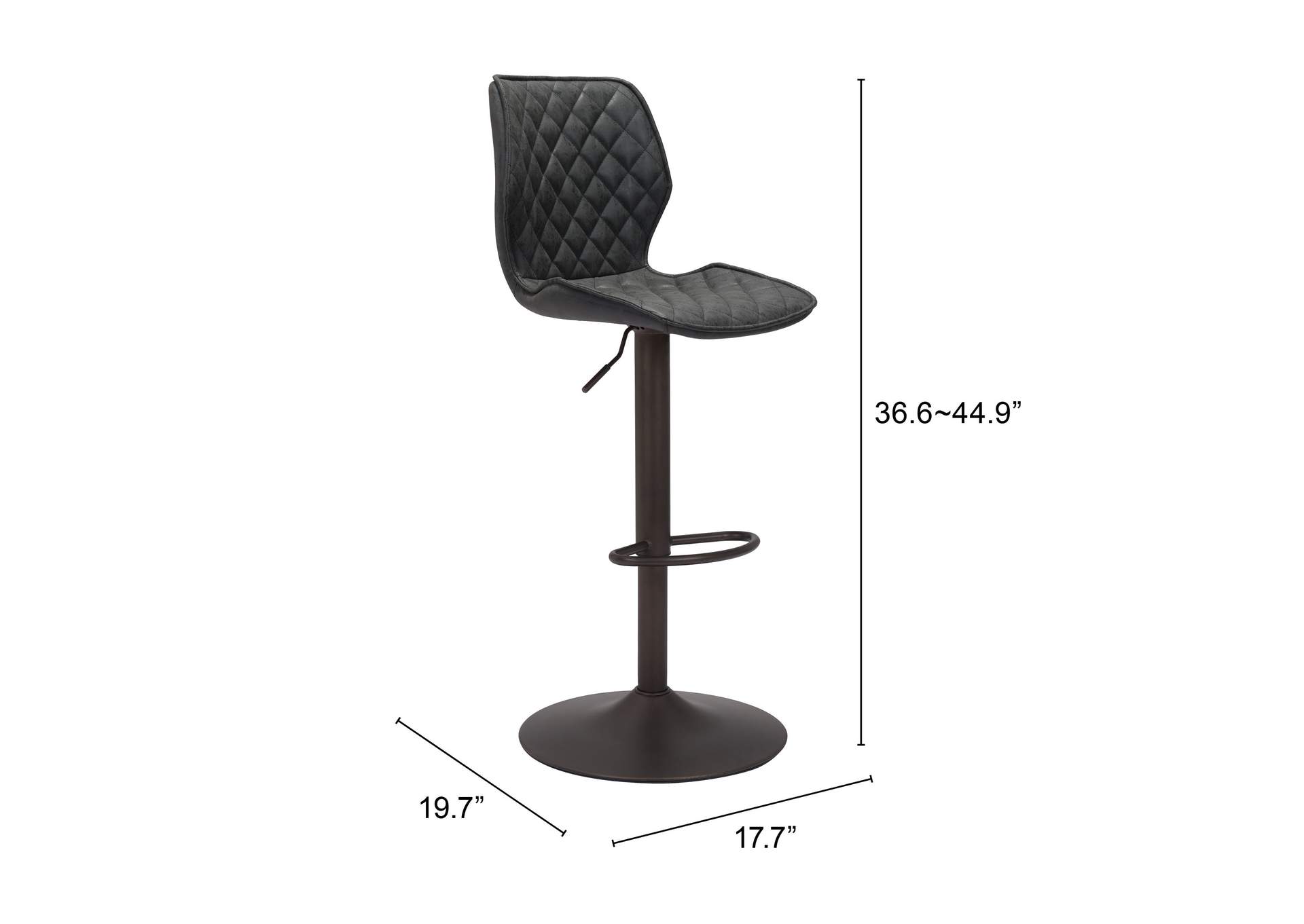 Seth Barstool Vintage Black & Dark Bronze,Zuo