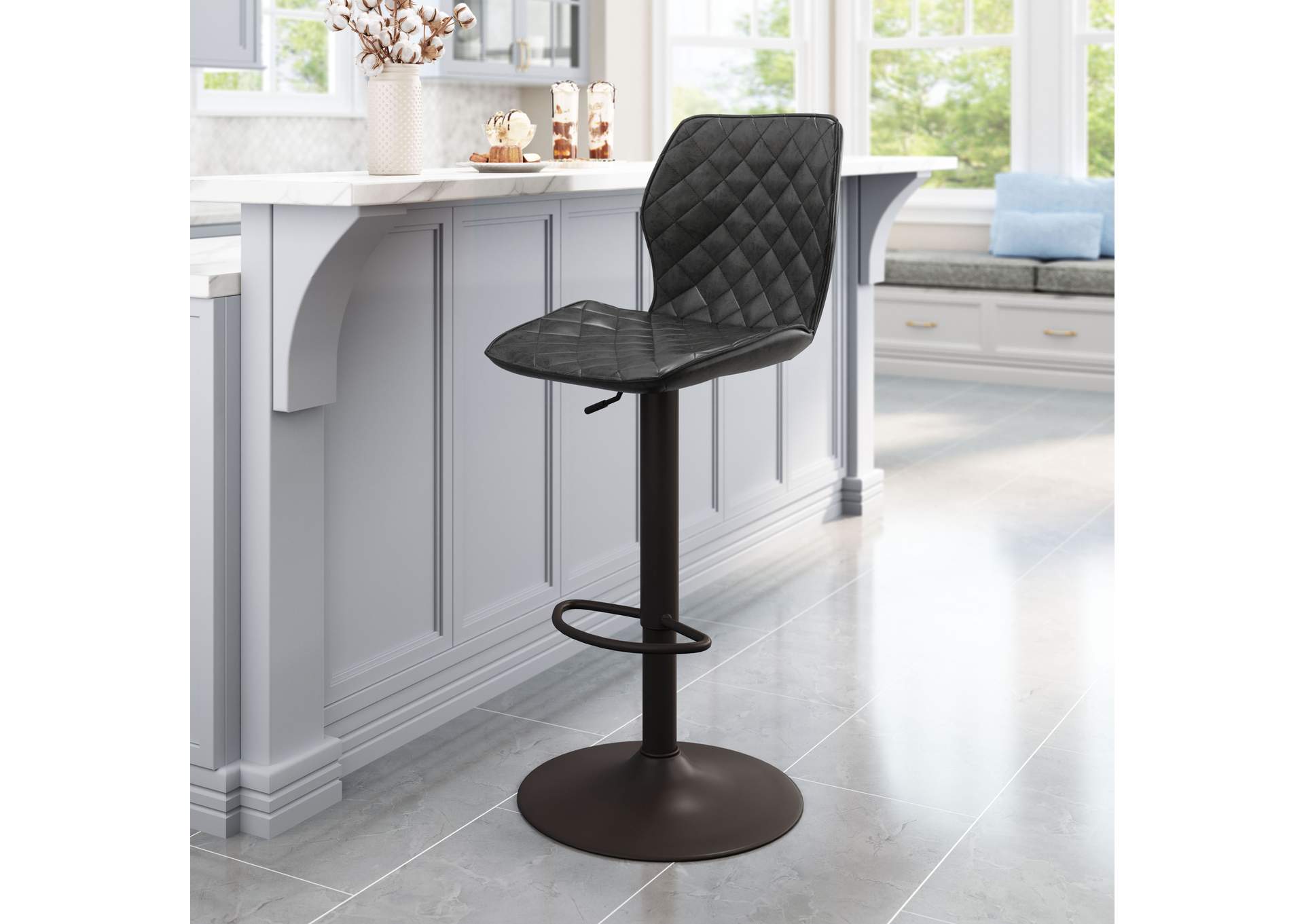 Seth Barstool Vintage Black & Dark Bronze,Zuo