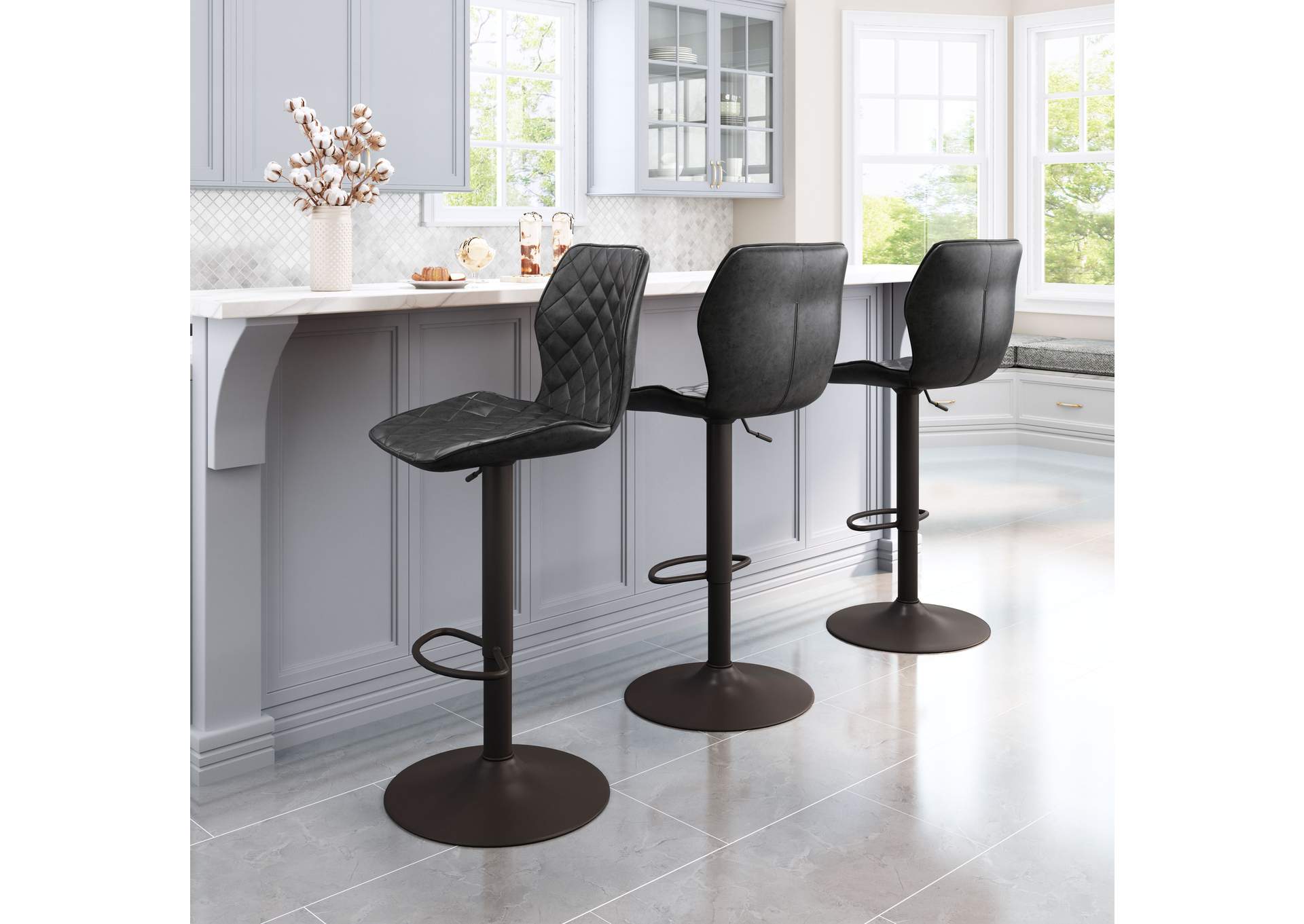 Seth Barstool Vintage Black & Dark Bronze,Zuo