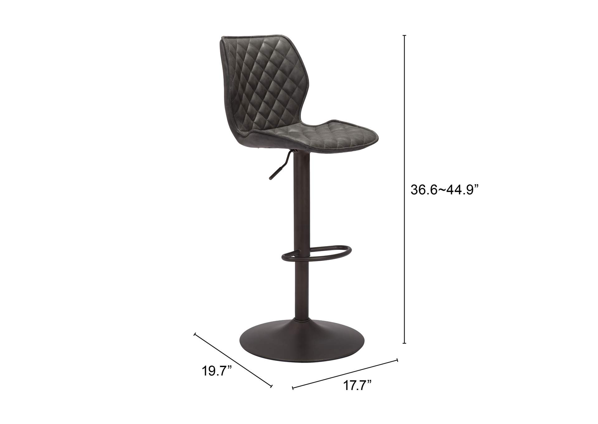 Seth Barstool Vintage Gray & Dark Bronze,Zuo