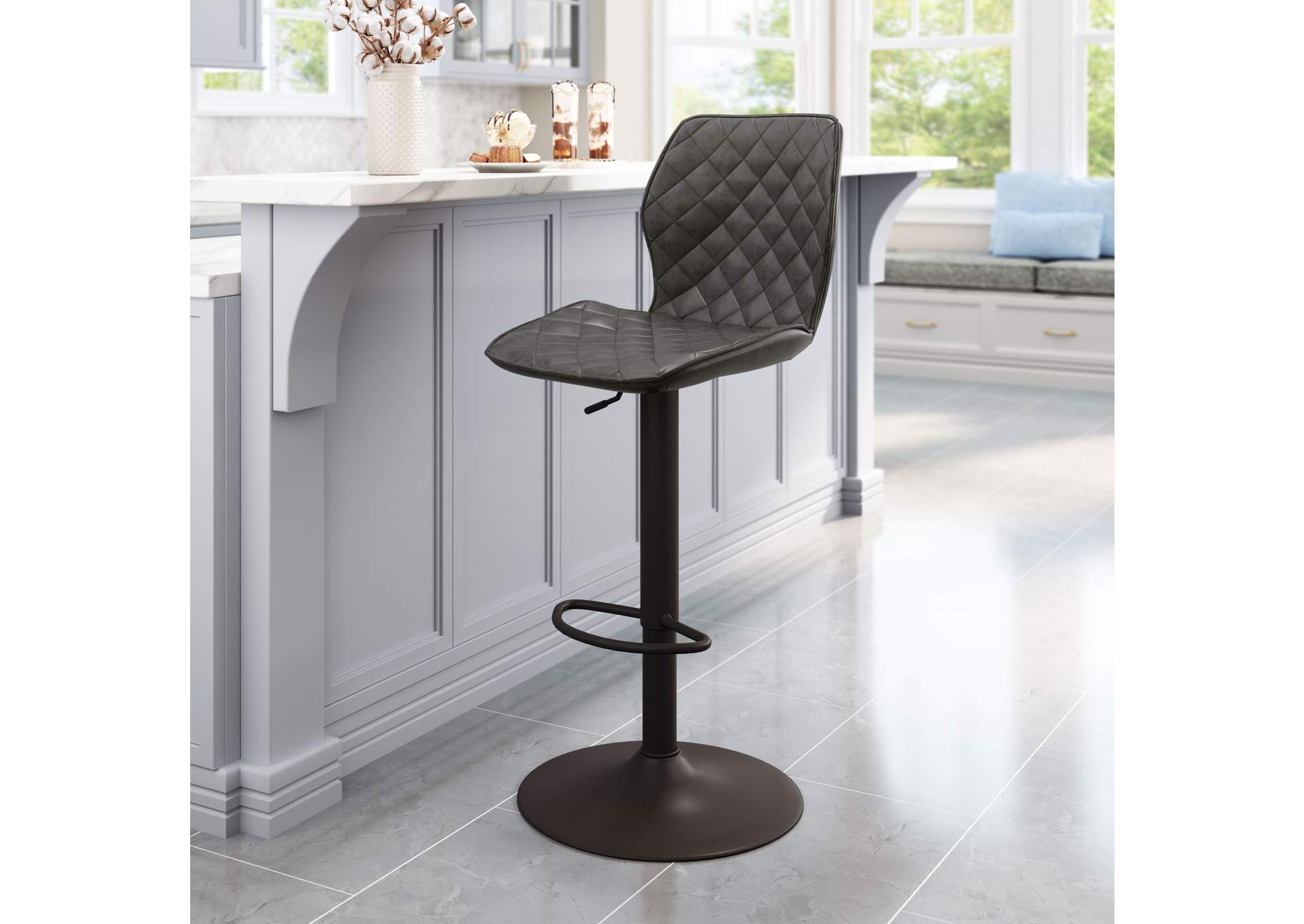 Seth Barstool Vintage Gray & Dark Bronze,Zuo
