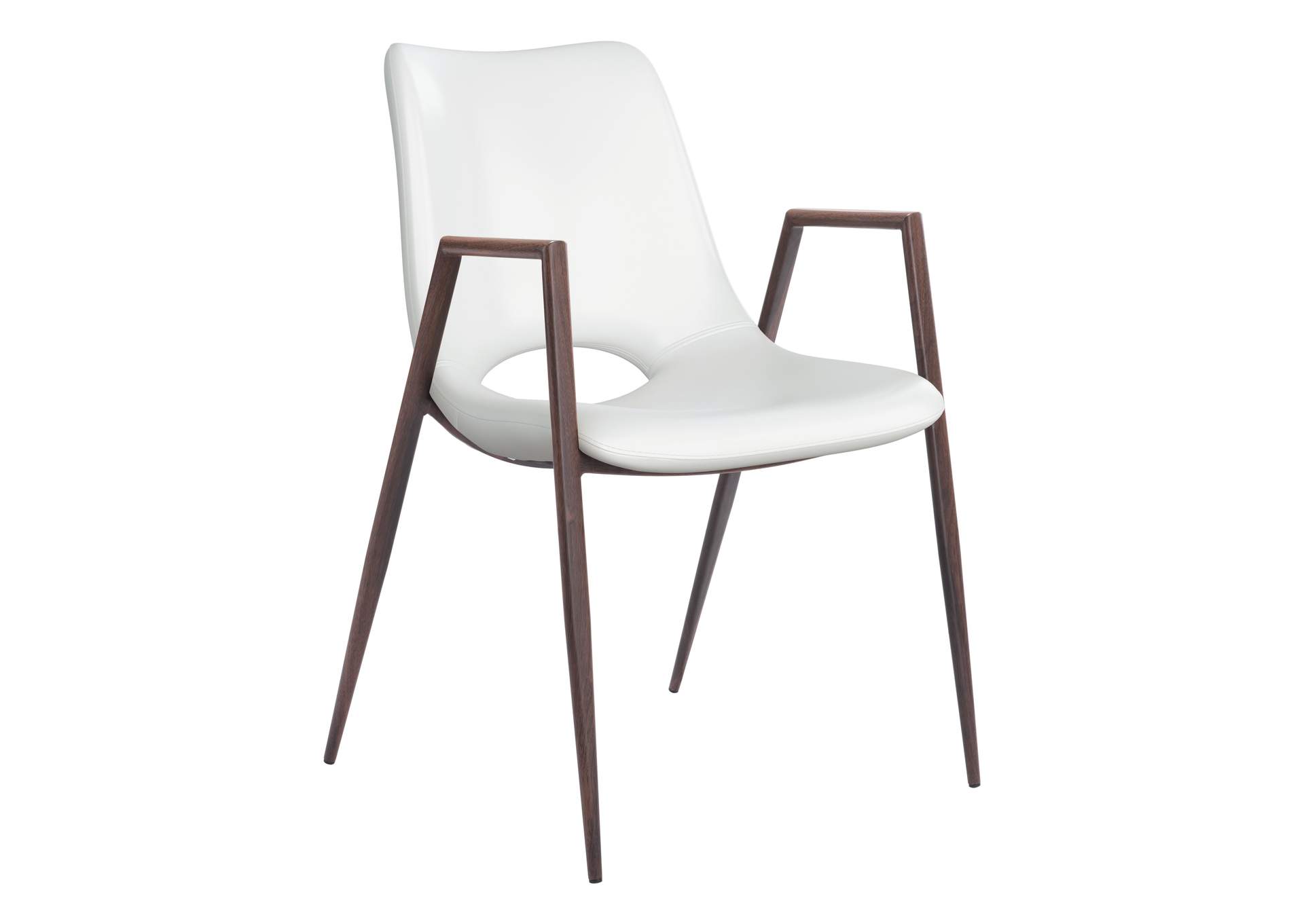 Desi Dining Chair (Set Of 2) White & Walnut,Zuo