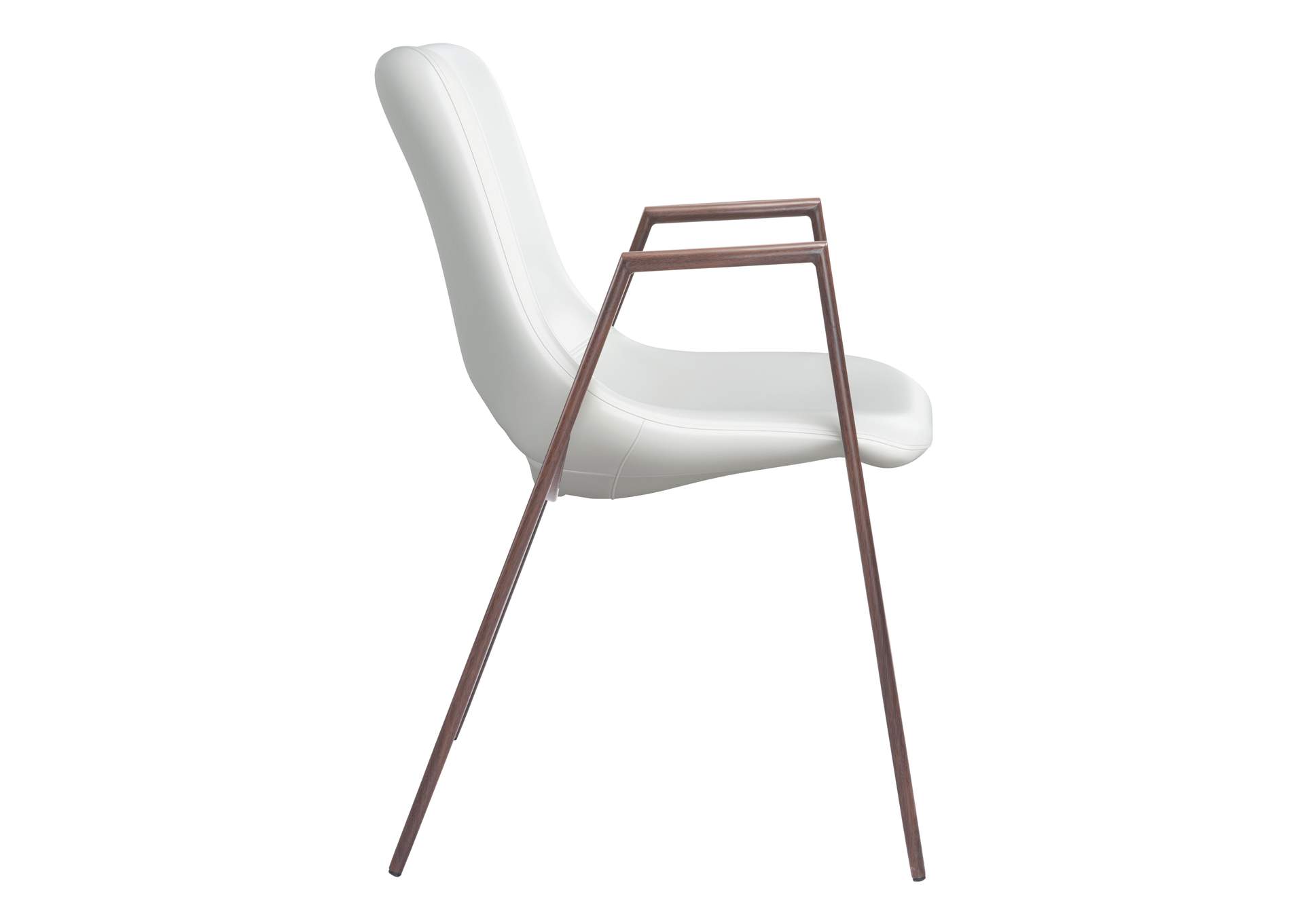 Desi Dining Chair (Set Of 2) White & Walnut,Zuo