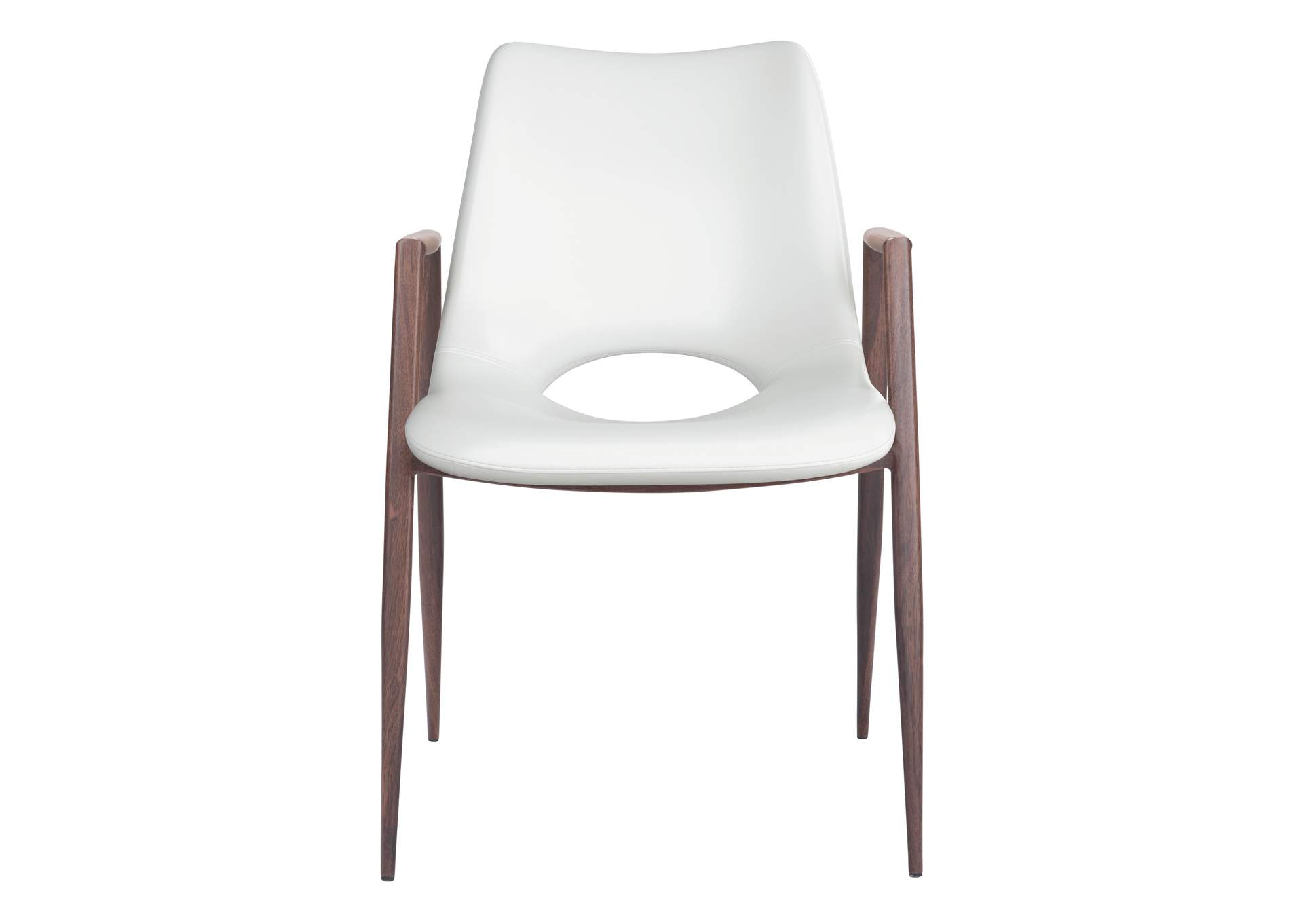 Desi Dining Chair (Set Of 2) White & Walnut,Zuo