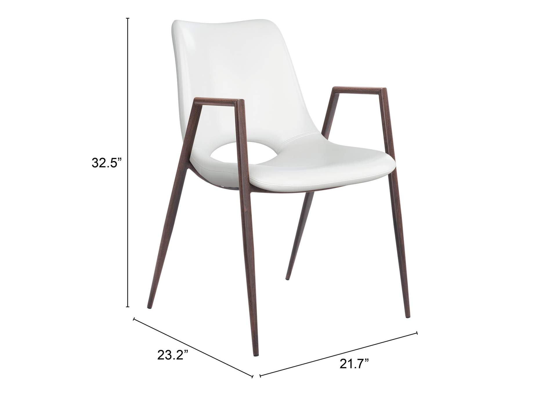 Desi Dining Chair (Set Of 2) White & Walnut,Zuo