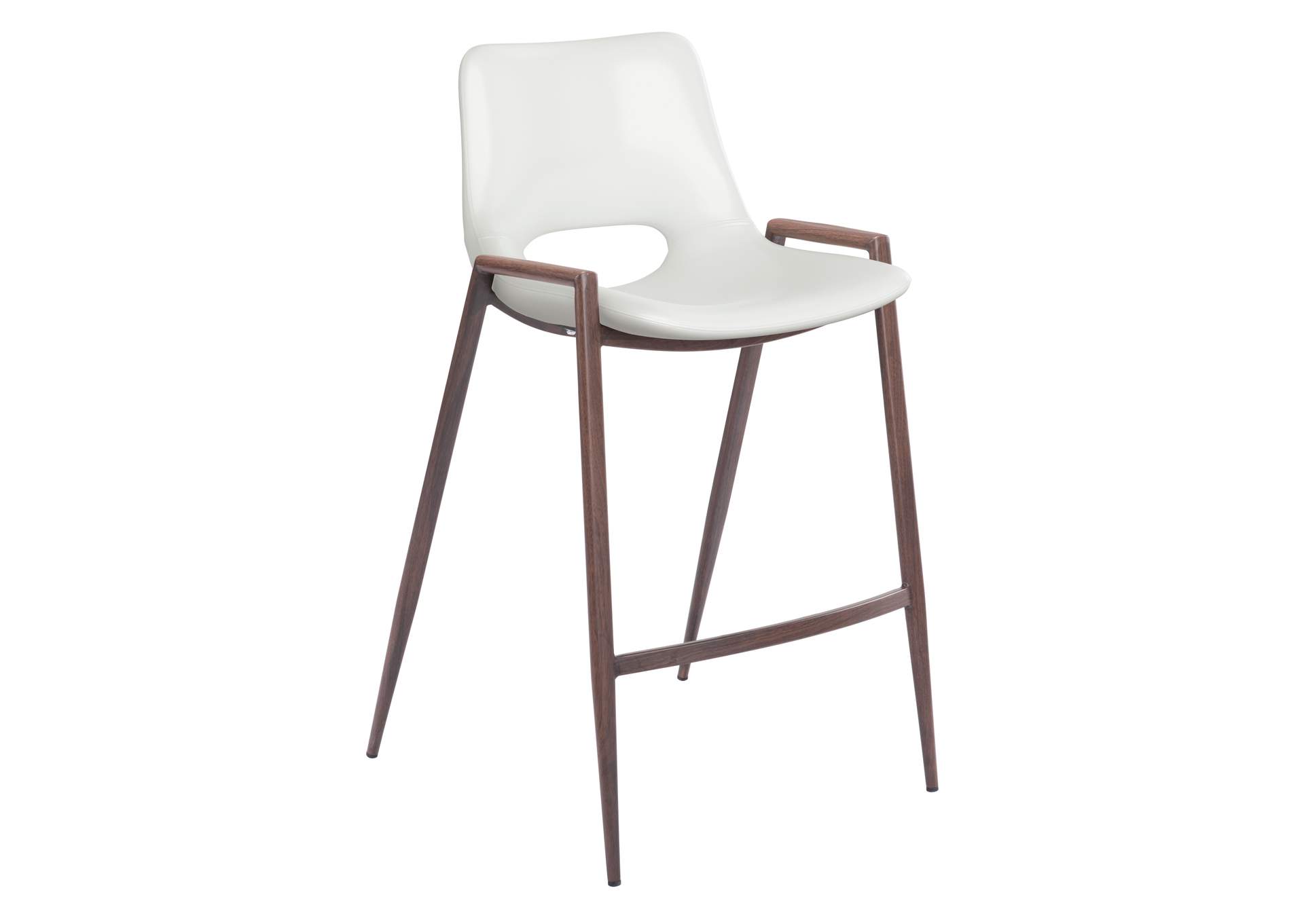 Desi Counter Stool (Set Of 2) White & Walnut,Zuo