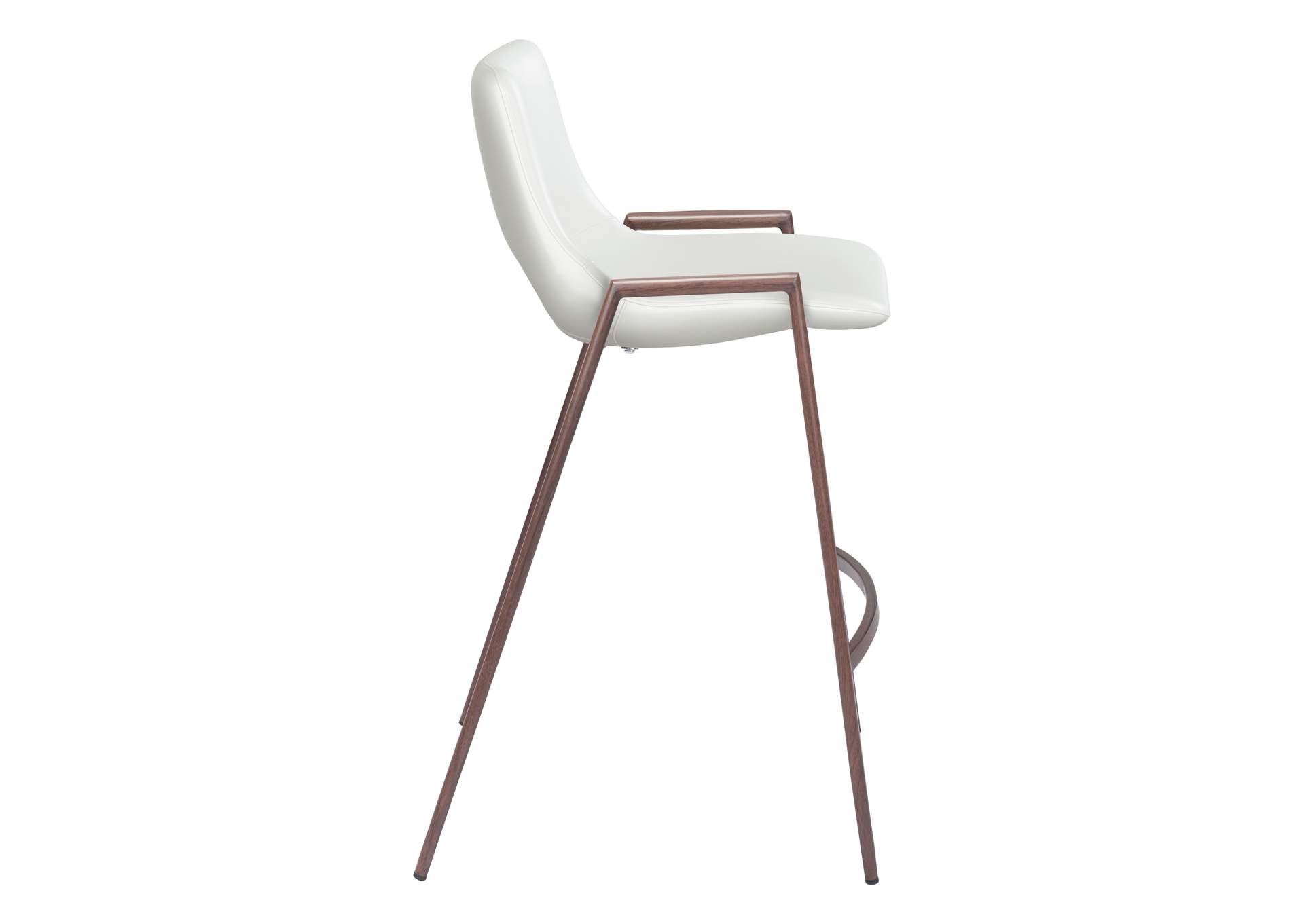 Desi Counter Stool (Set Of 2) White & Walnut,Zuo