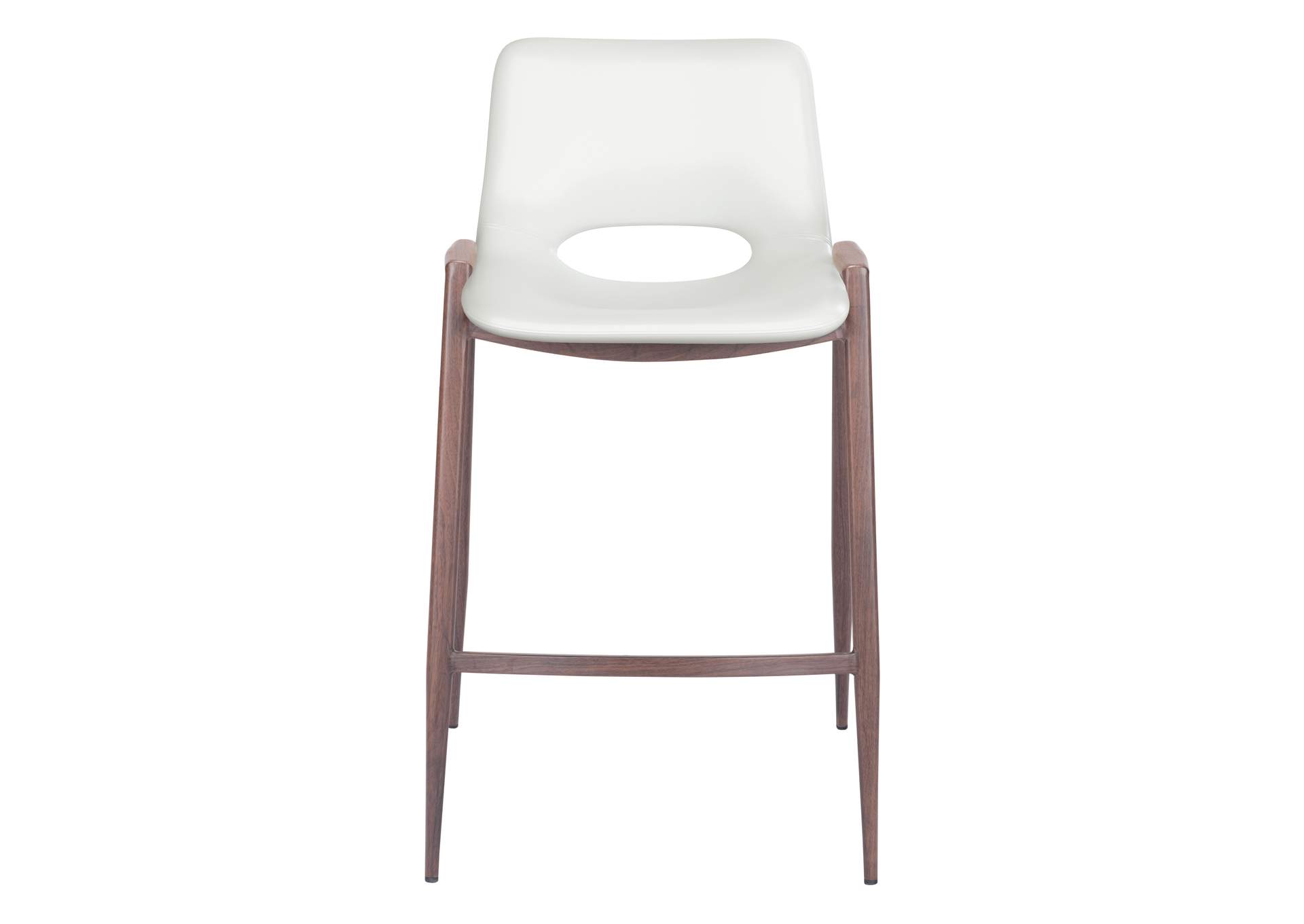 Desi Counter Stool (Set Of 2) White & Walnut,Zuo