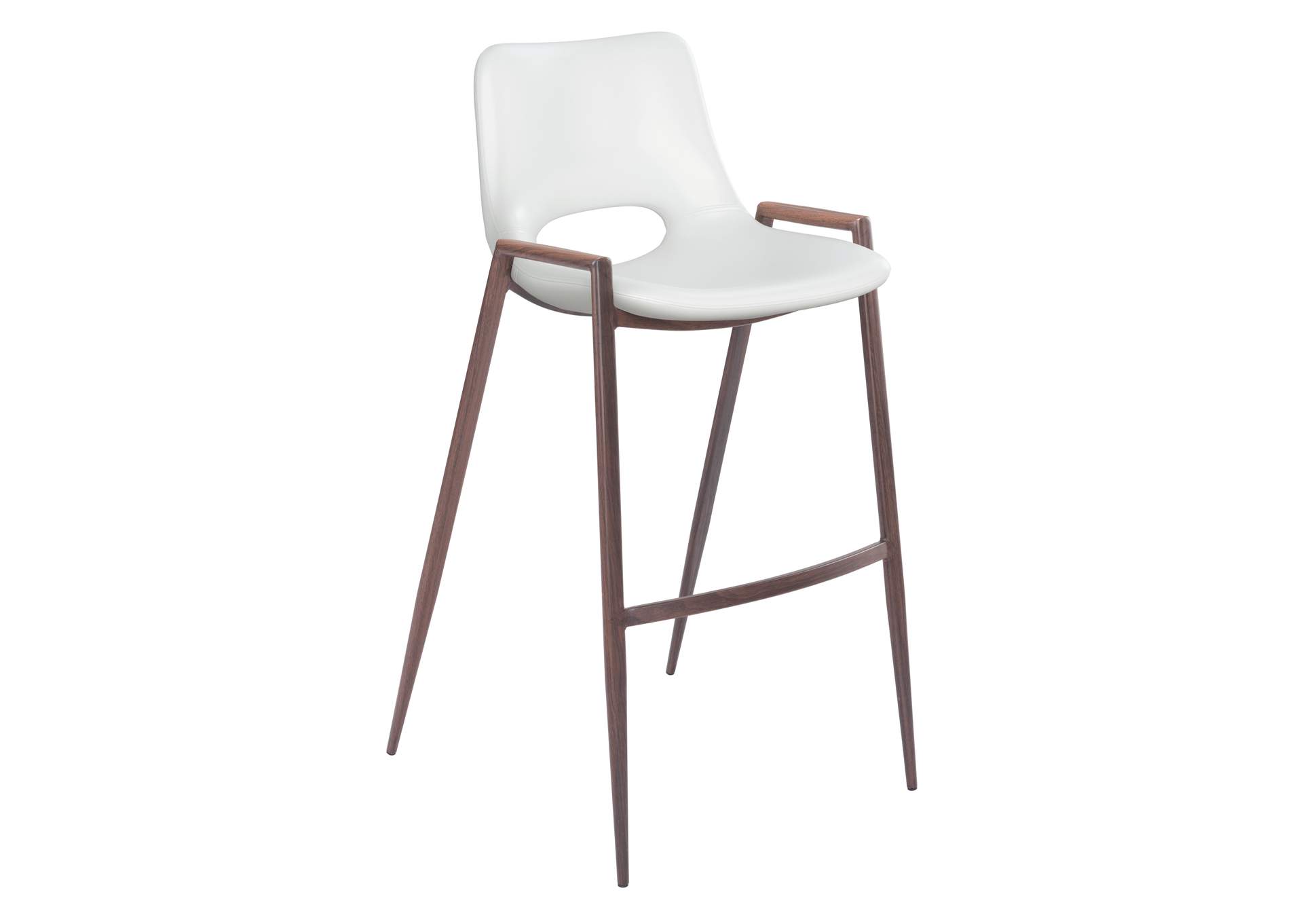 Desi Barstool (Set Of 2) White & Walnut,Zuo