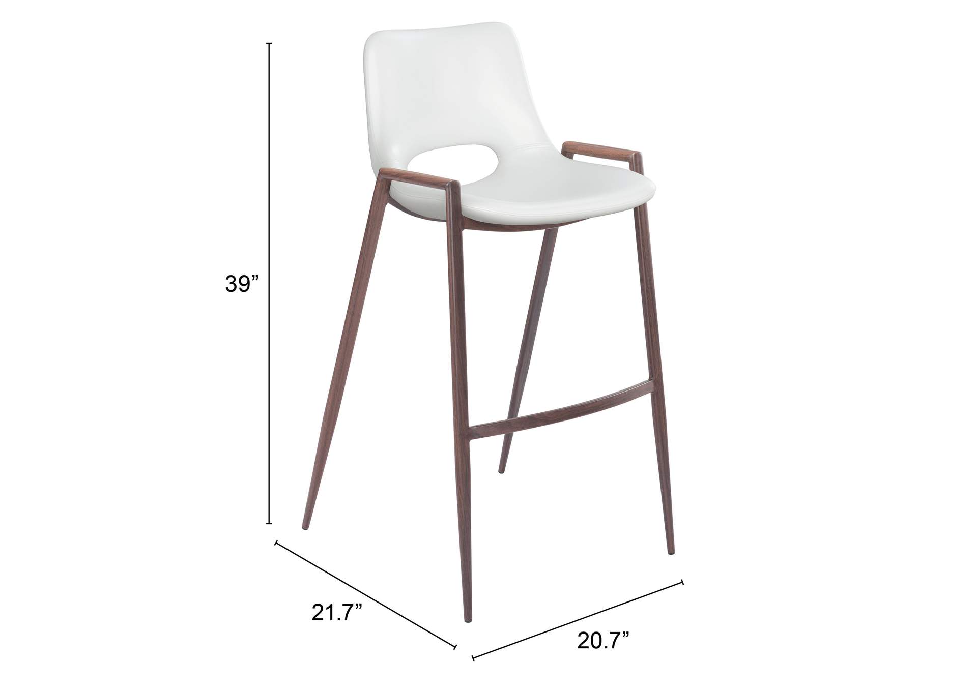 Desi Barstool (Set Of 2) White & Walnut,Zuo