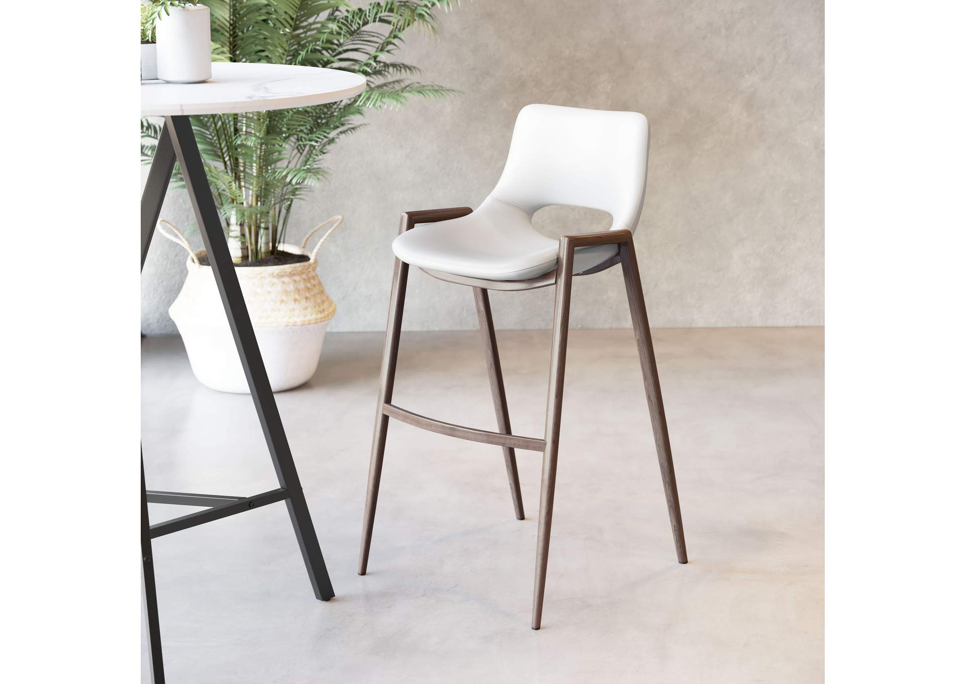 Desi Barstool (Set Of 2) White & Walnut,Zuo