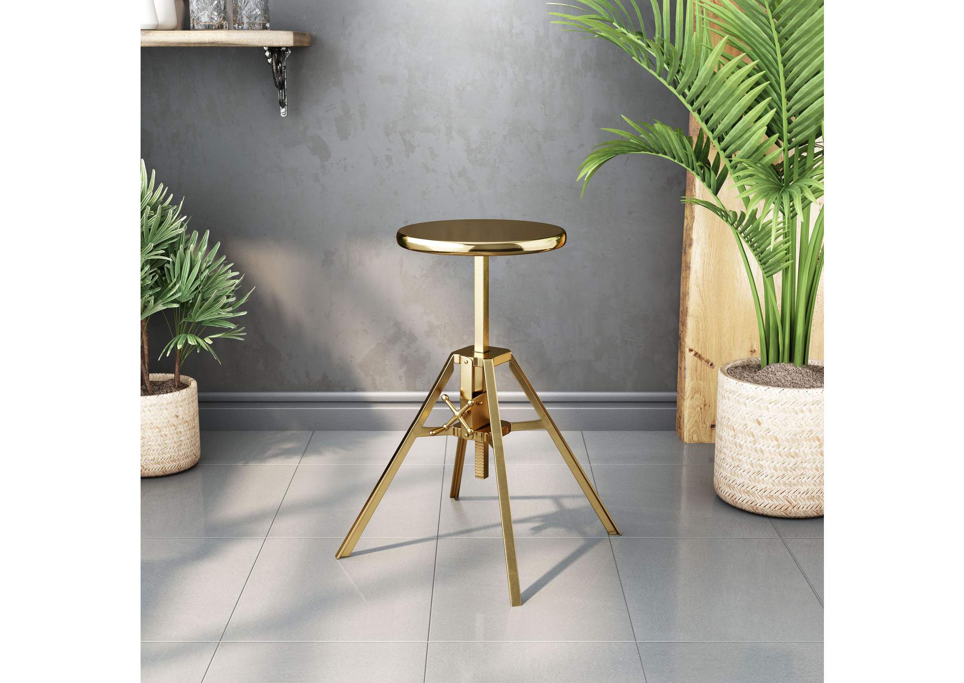 Mercy Stool Brass Gold,Zuo