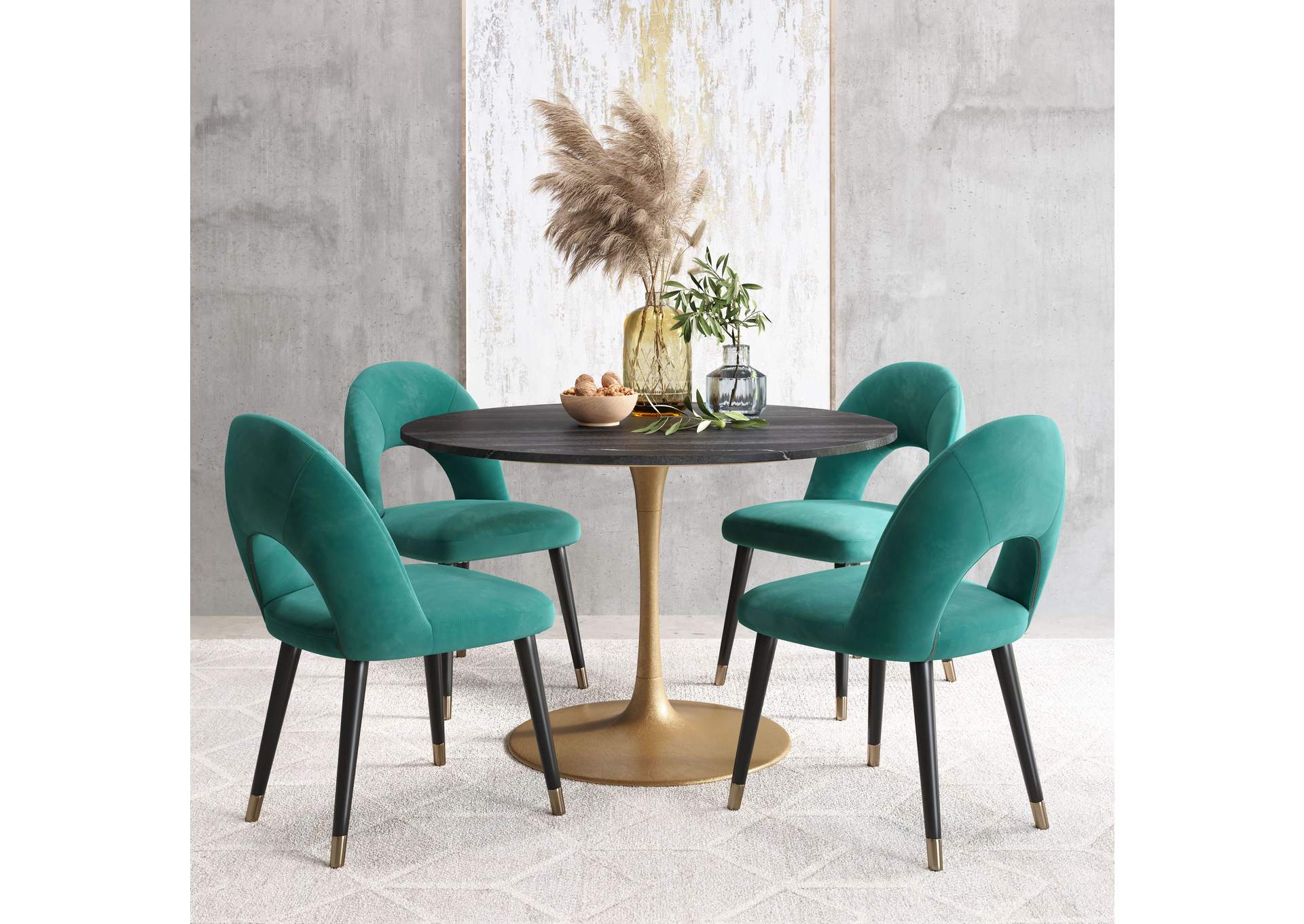 Taj Dining Table Black & Gold,Zuo