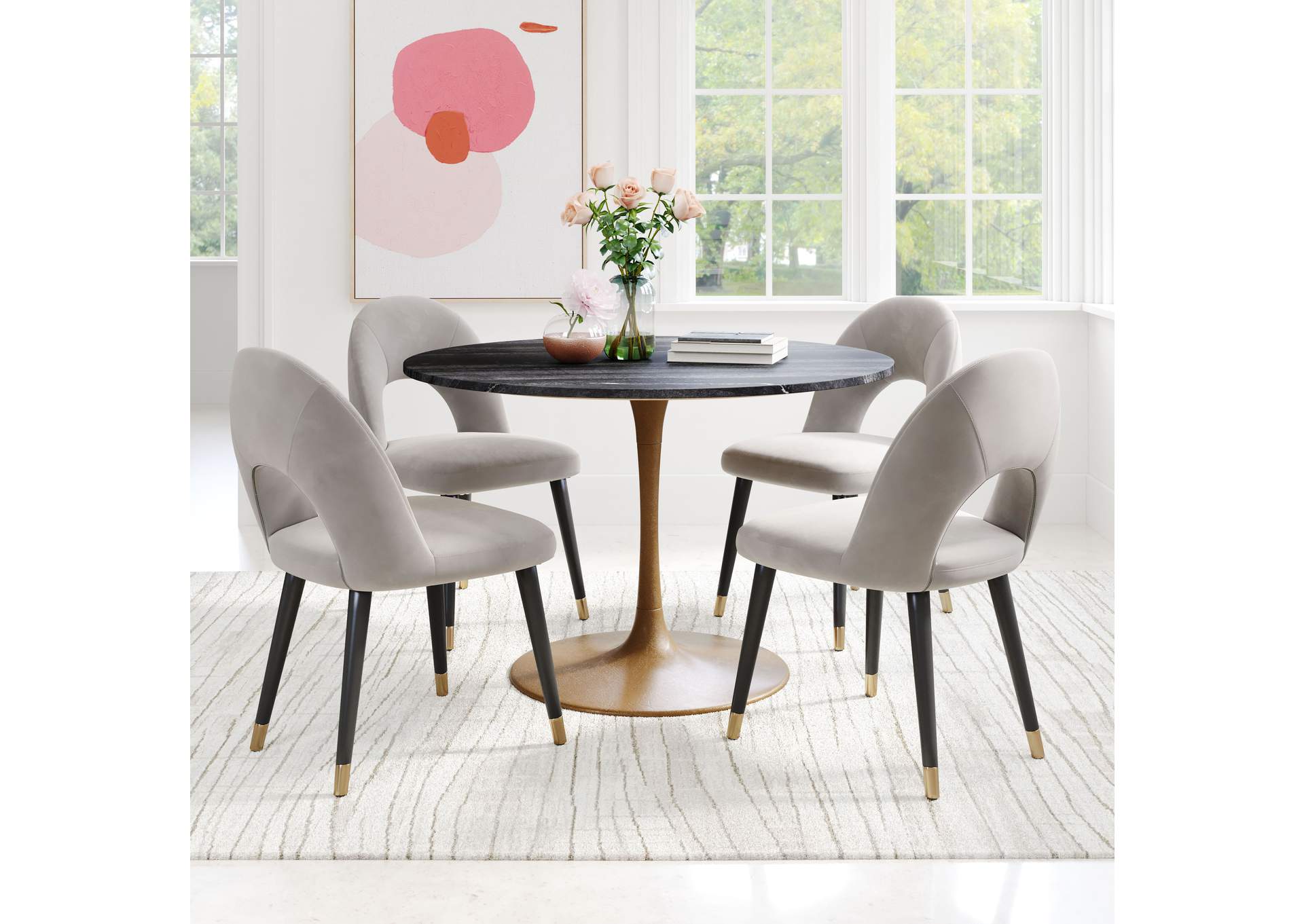 Taj Dining Table Black & Gold,Zuo