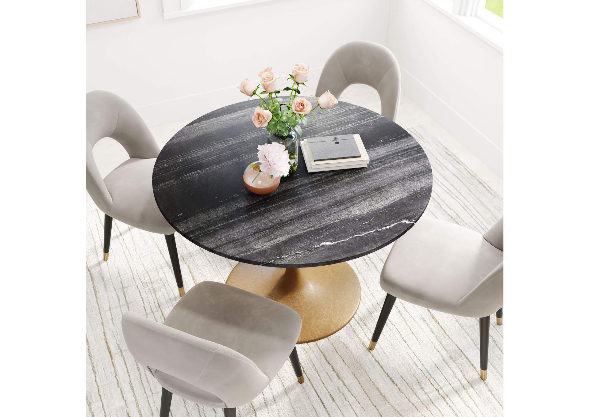 Taj Dining Table Black & Gold,Zuo